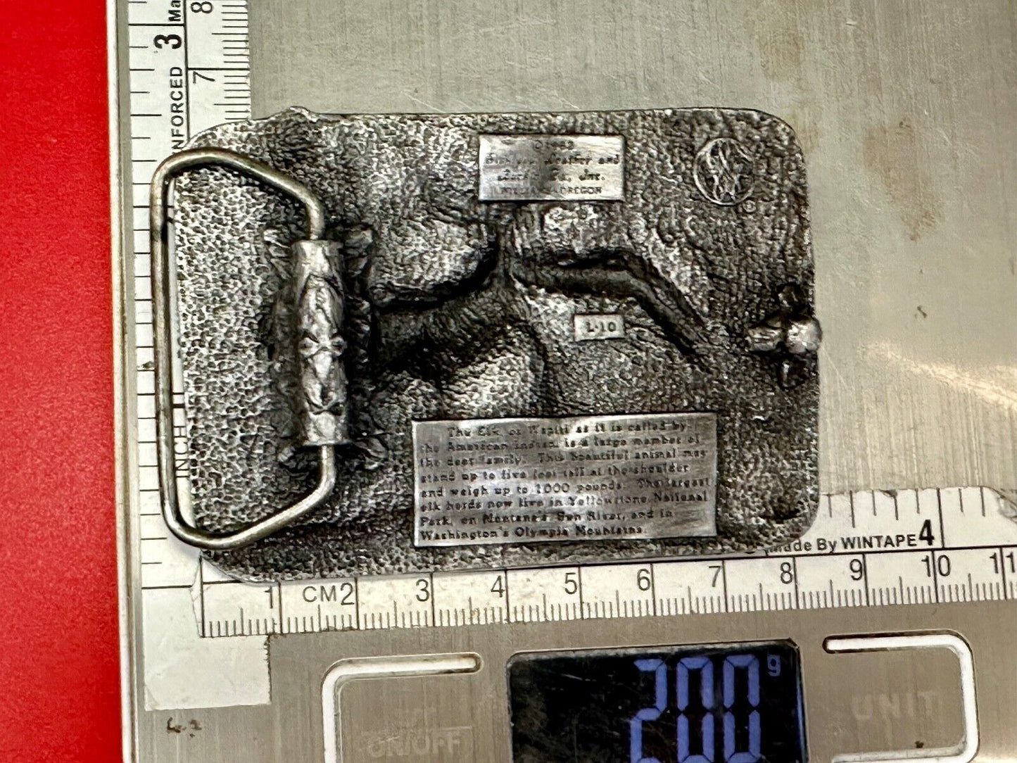 The Elk - Wapiti Native American Indian name vtg. L-10 Siskiyou 1982 belt buckle