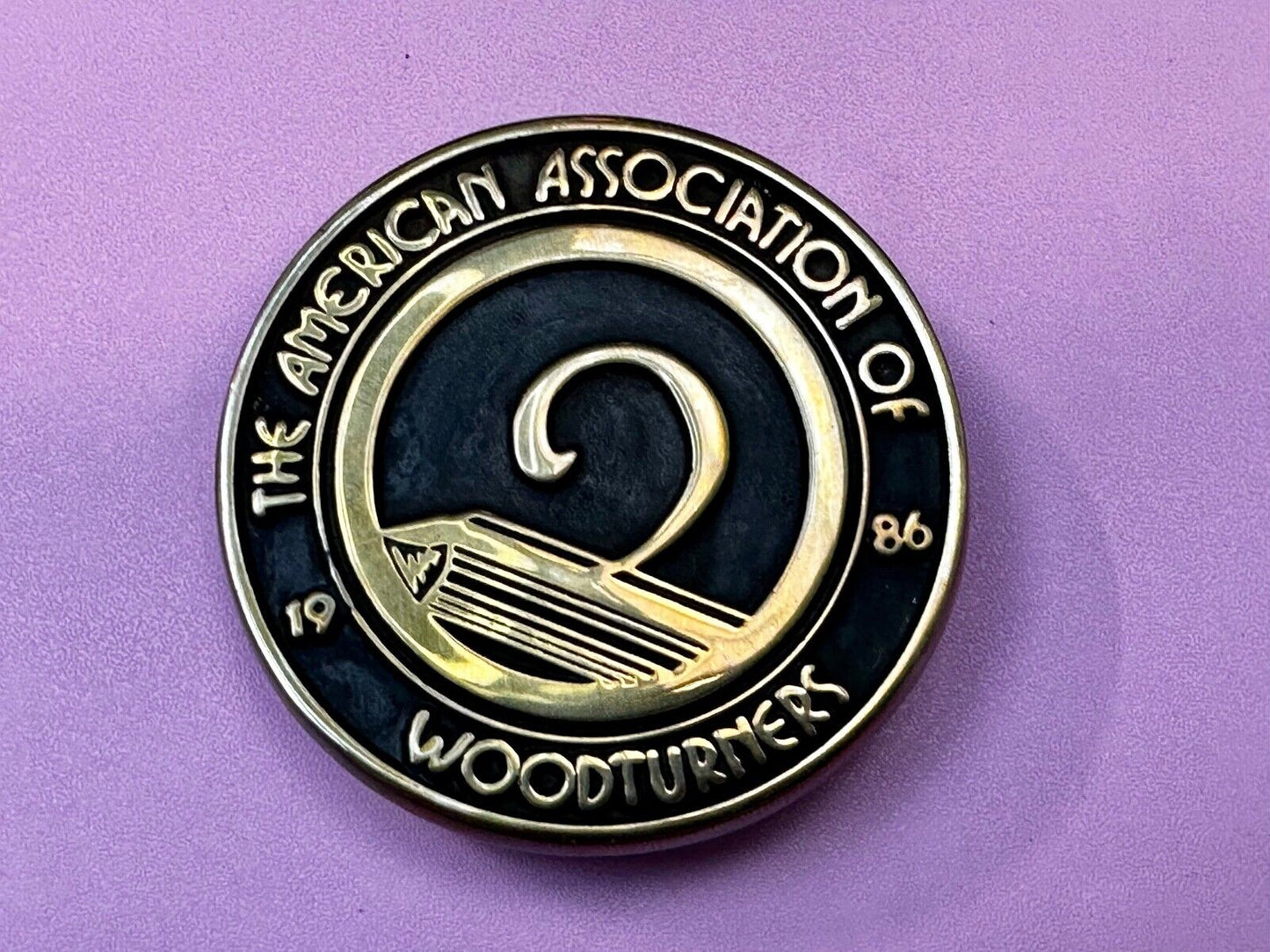 The American Association Woodturners AAW Commemorative Vintage 1986 Belt Buckle