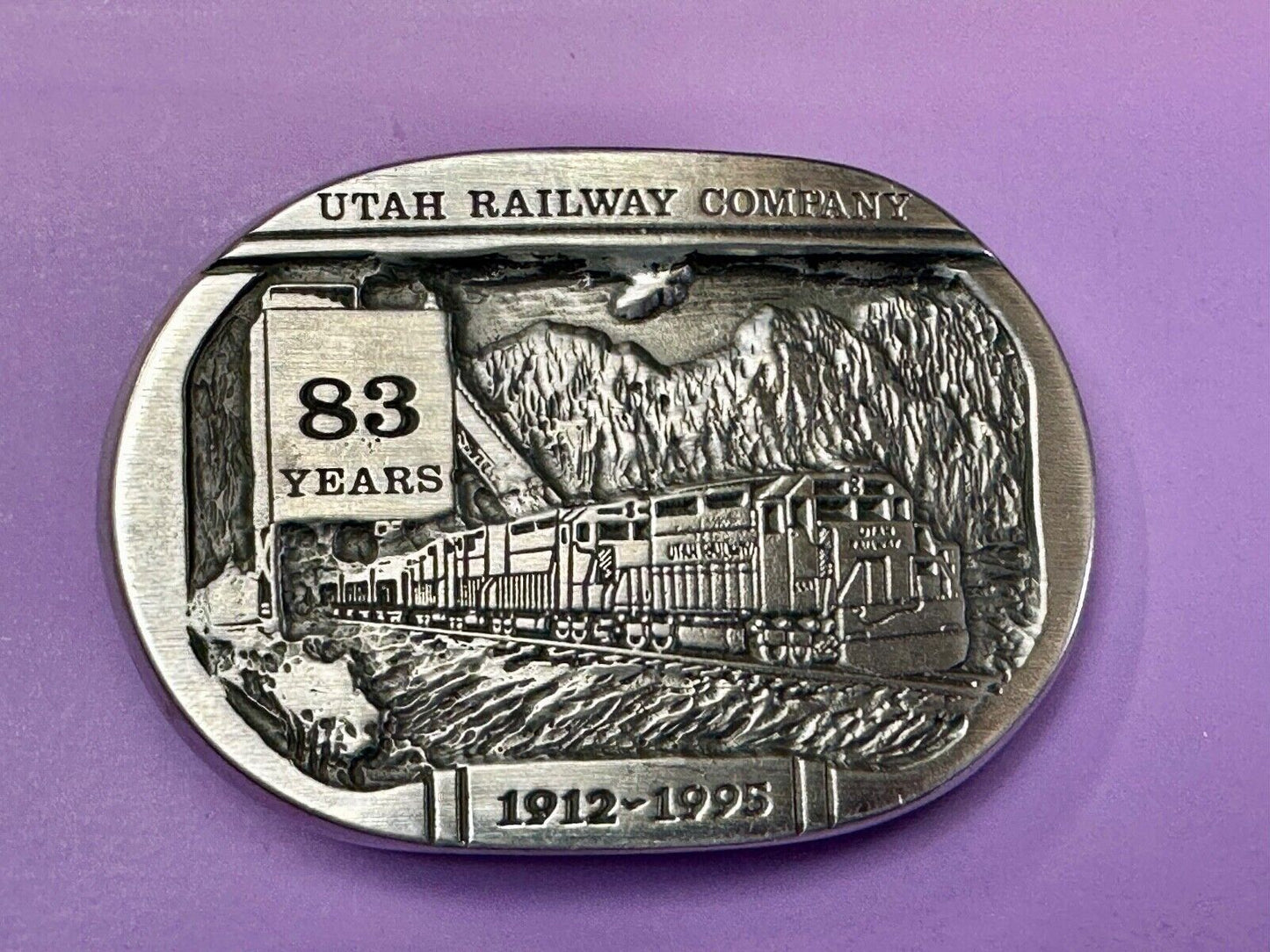 Utah Railway Co Vtg Train Railroad 83 Years - Gary Prazen Sculpture Belt Buckle