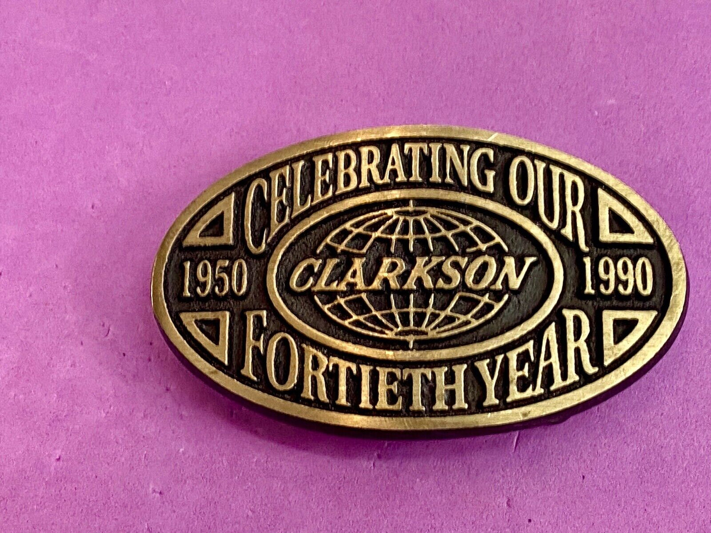 Vintage 1990 Clarkston - 14th year celebration belt buckle by Rainbow Medals