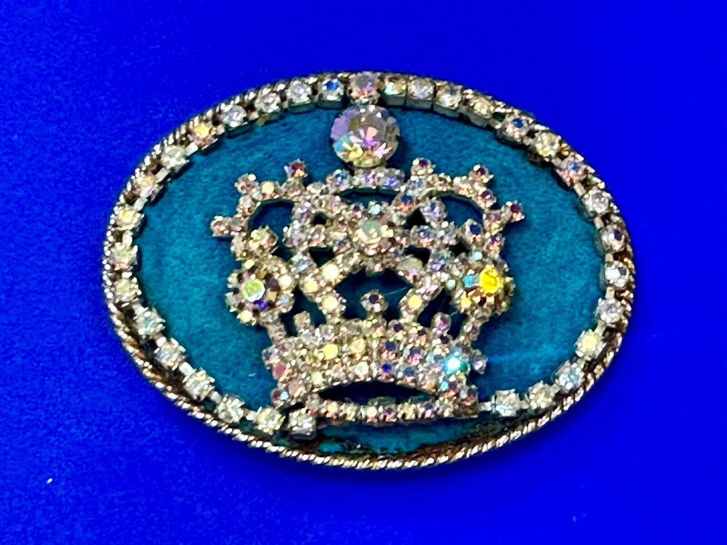 Bejeweled Gorgeous CROWN - Art artisan oval Belt Buckle