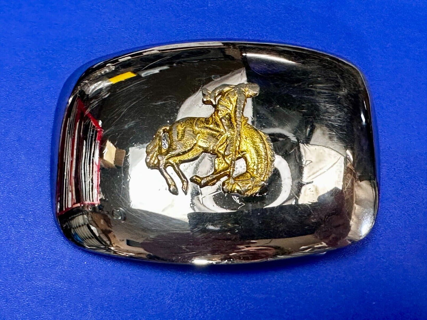 Vintage Cowboy Saddle Bronc Western Two Tone Reflective Belt Buckle