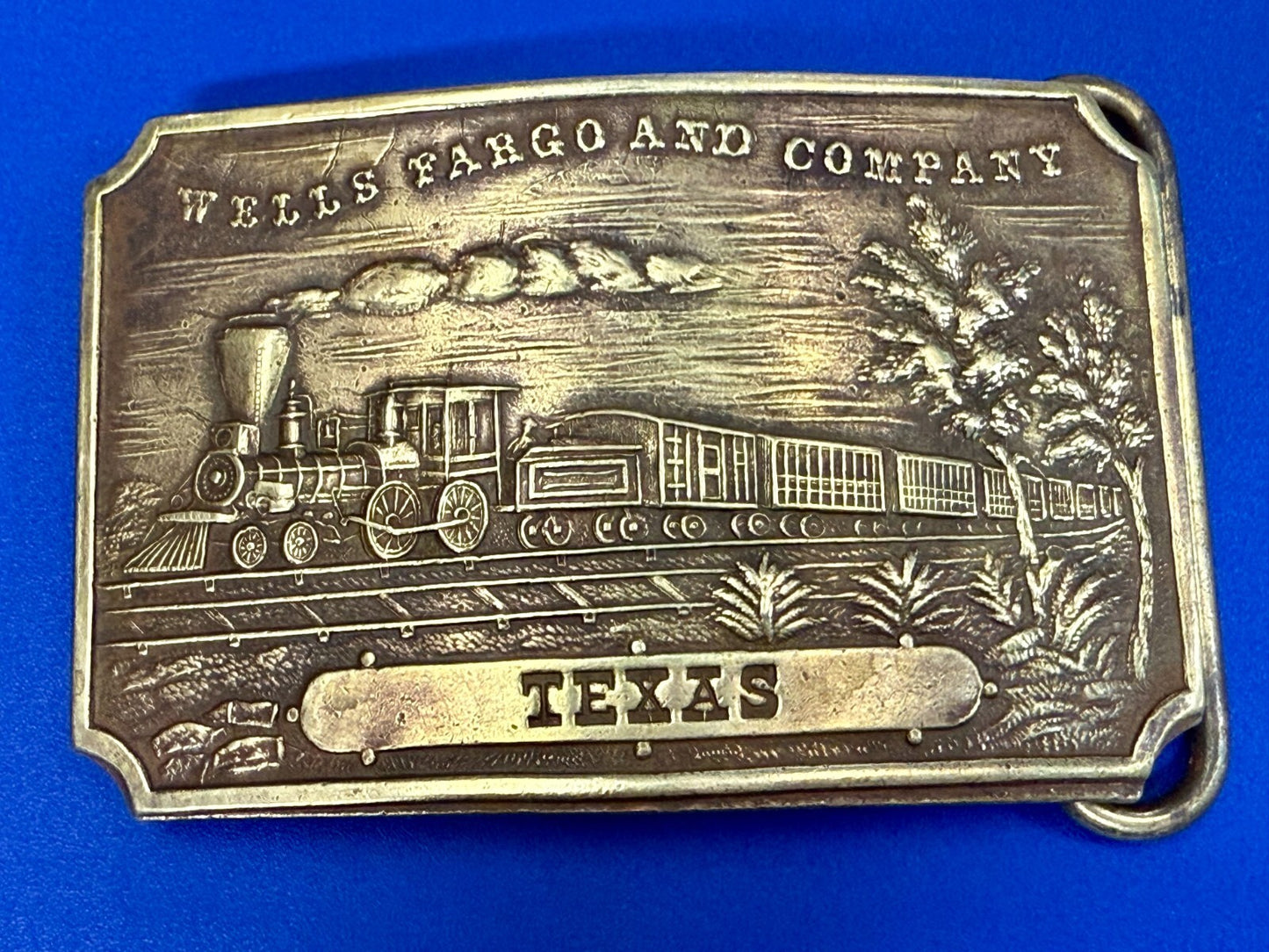 TEXAS Railroad Train Engine TIFFANY NY Wells Fargo & Company Belt Buckle