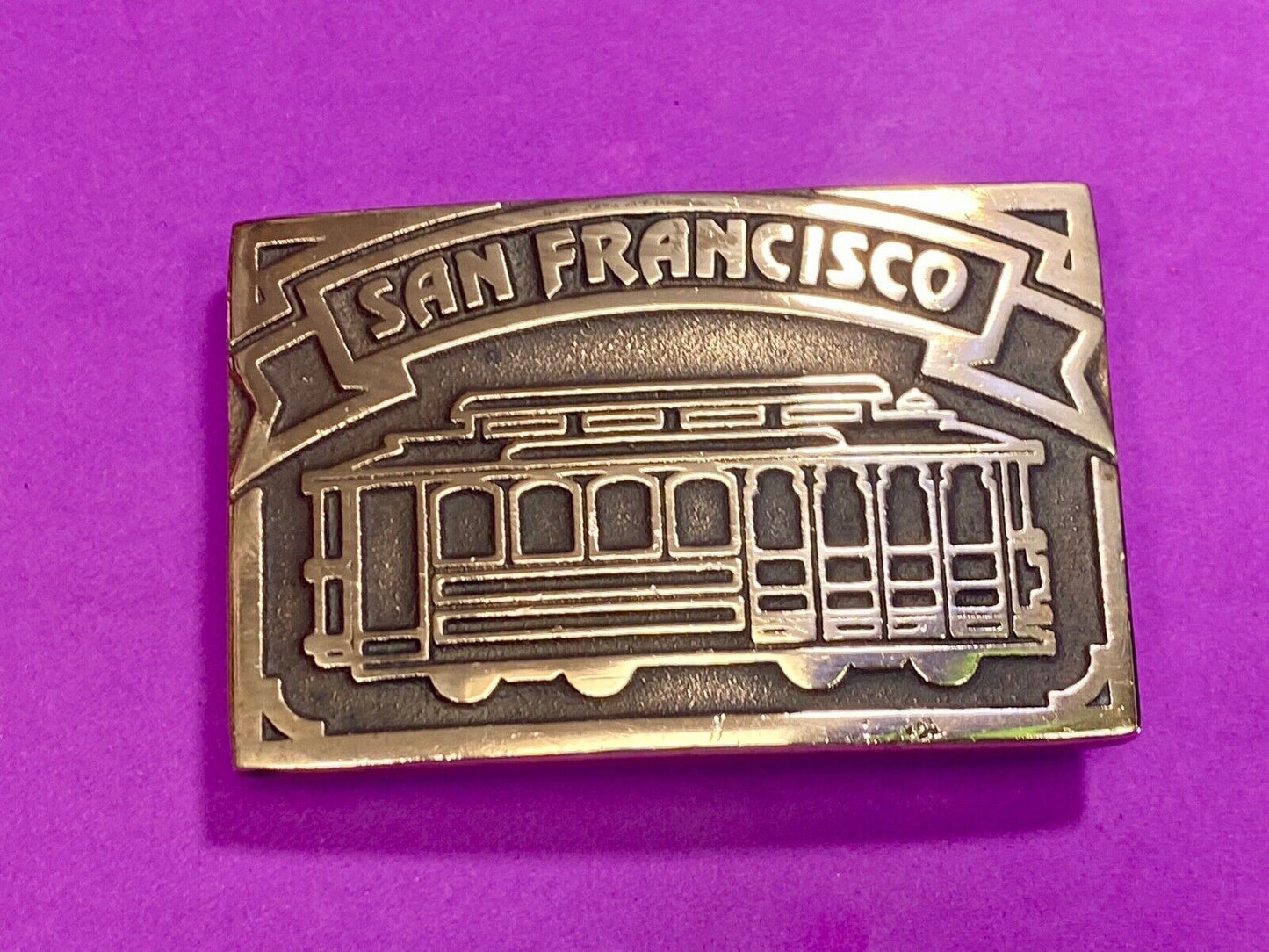 The San Francisco Cable Car - Vintage Brass Heavy Belt Buckle Stamped Ub