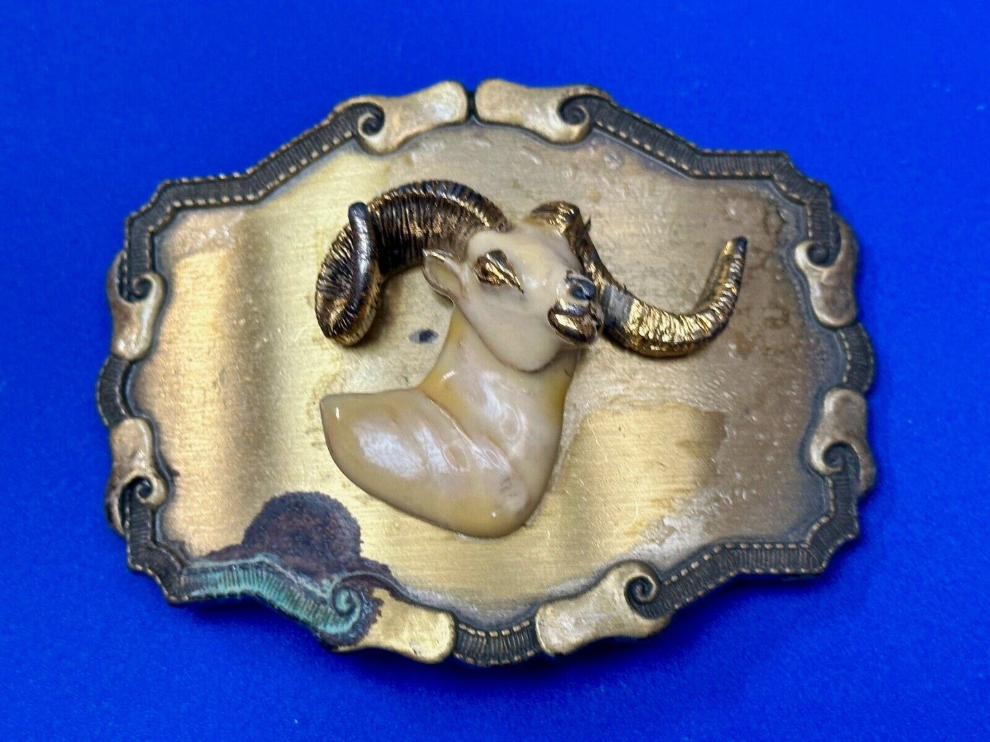 The Ram - Vintage Raintree Jewelry Company western framed Belt Buckle