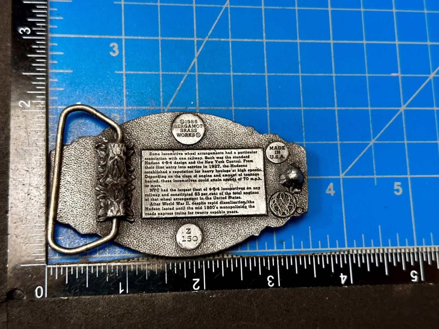 1985 New York Central Hudson Steam Locomotive belt buckle Bergamot Brass Works