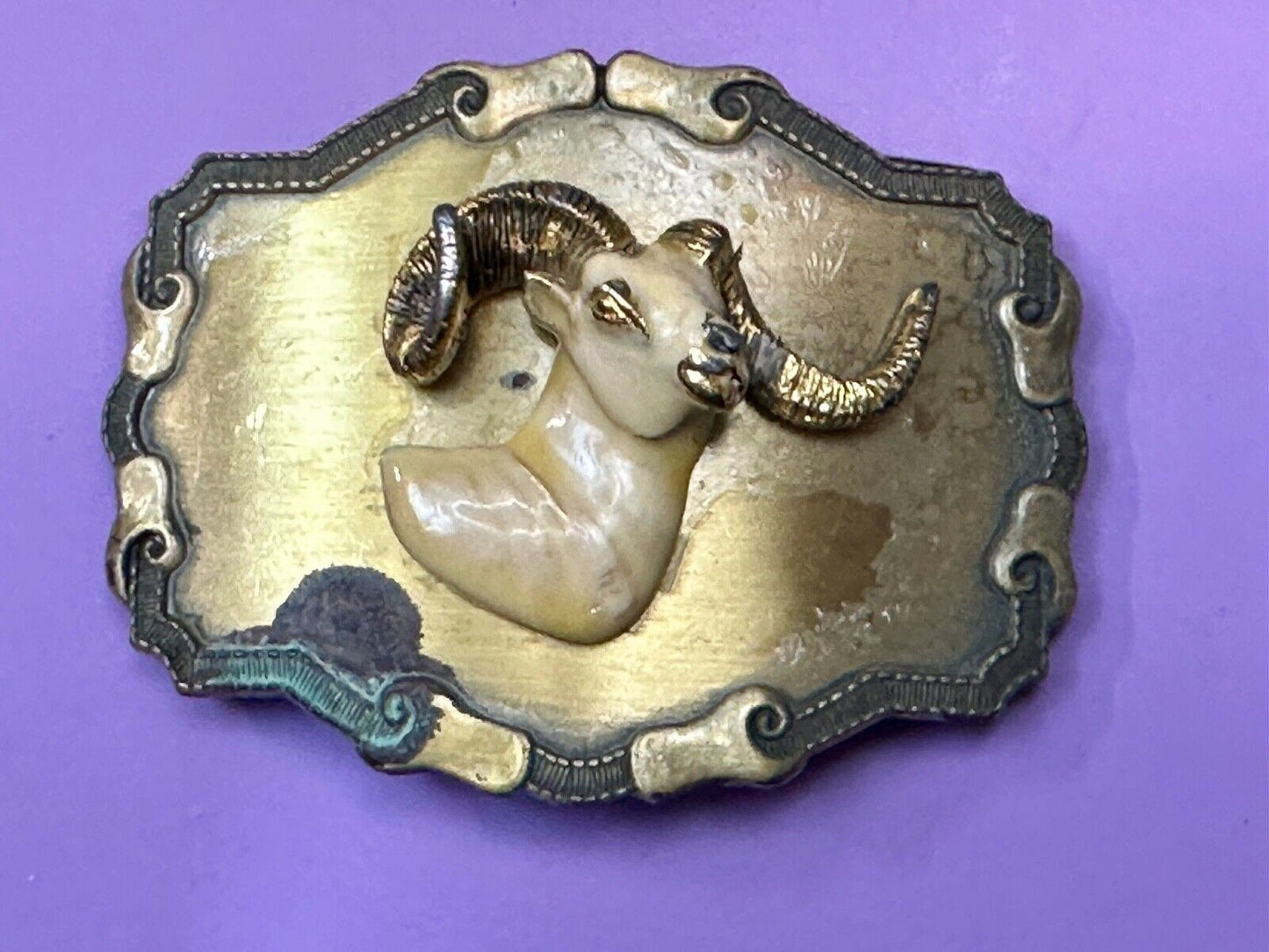 The Ram - Vintage Raintree Jewelry Company western framed Belt Buckle