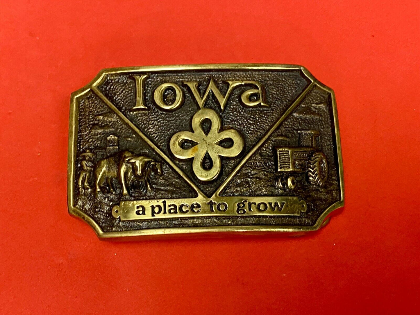 The State Of Iowa, A Place To Grow! Farming Belt Buckle Heritage Mint Ltd