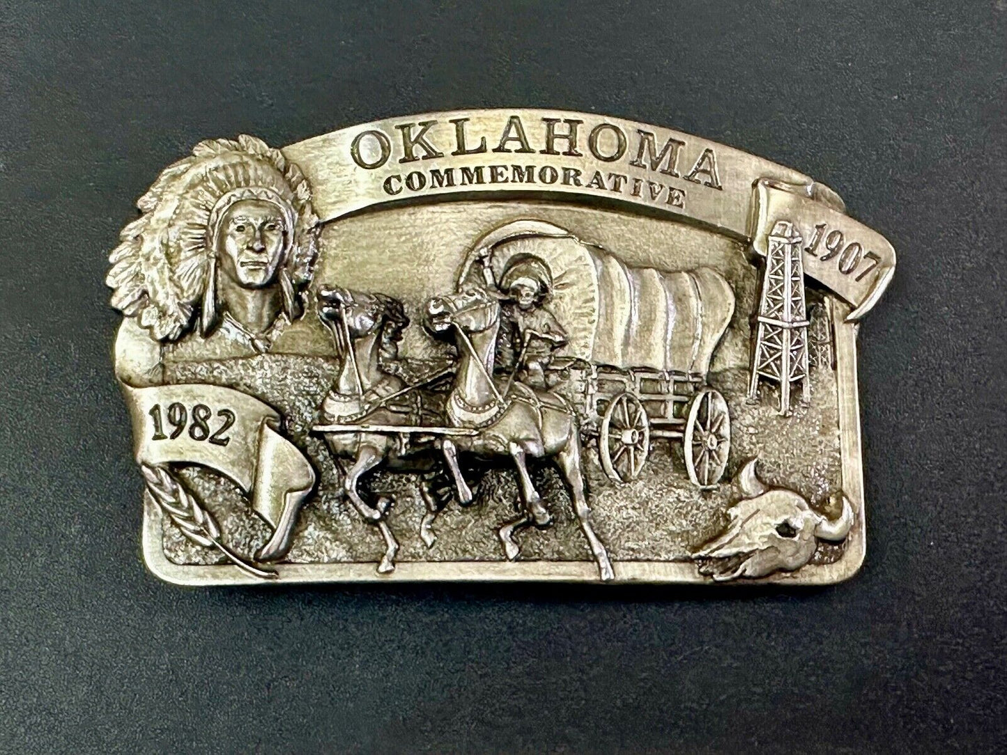 1982 Oklahoma State Commemorative Series limited belt buckle by Arroyo Grande