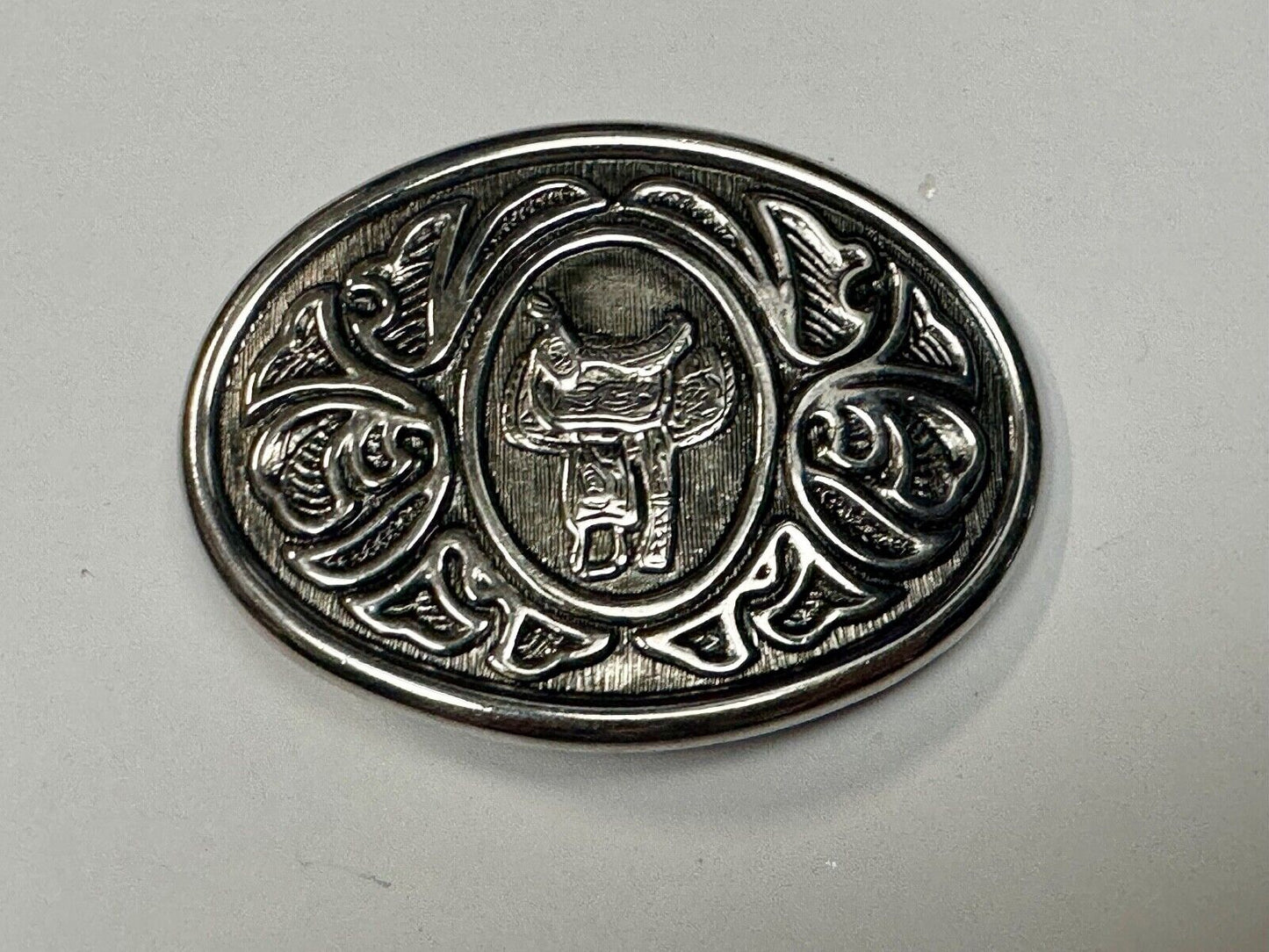 VINTAGE Avon Horse Saddle Western Ornate silver tone Belt Buckle