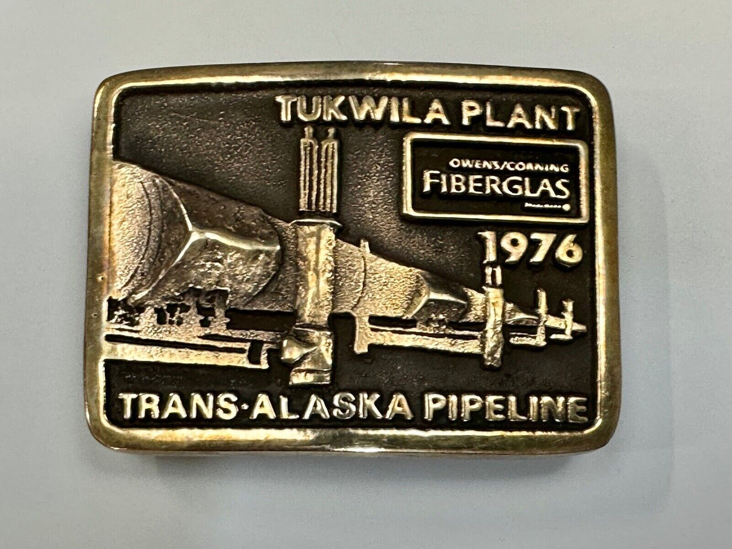 Trans Alaska Oil Pipeline Tukwila Plant Owens Corning Fiberglass belt buckle