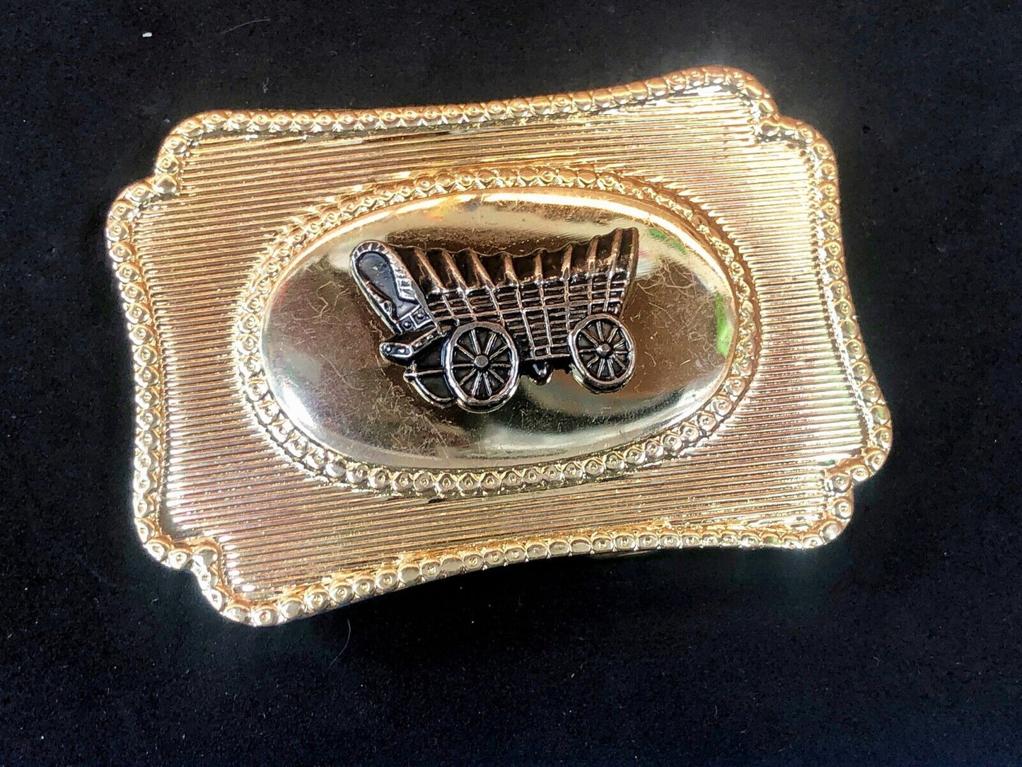 Vintage Covered Wagon Raised Western Belt Buckle