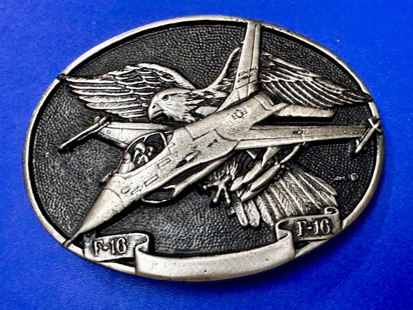 USAF F-16 Fighting Falcon Fighter Jet Airplane War Belt Buckle by Rey Okims
