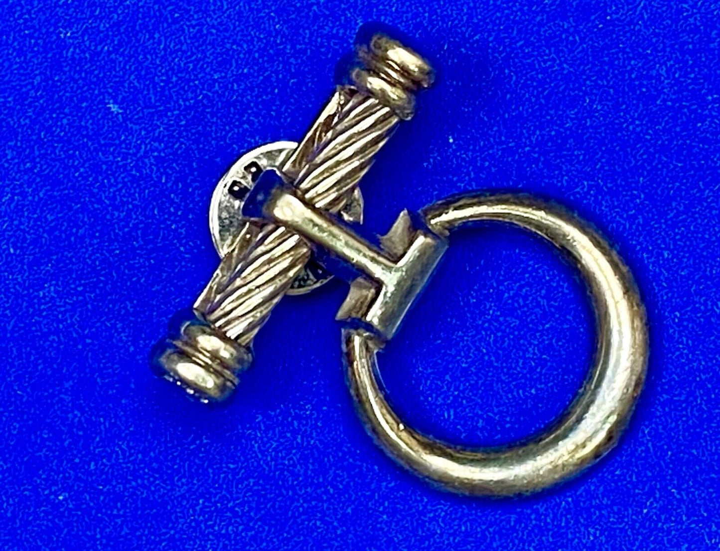 Vintage Cylinder & Round Door Knocker? Stirrup? Sterling Silver 925 Brooch