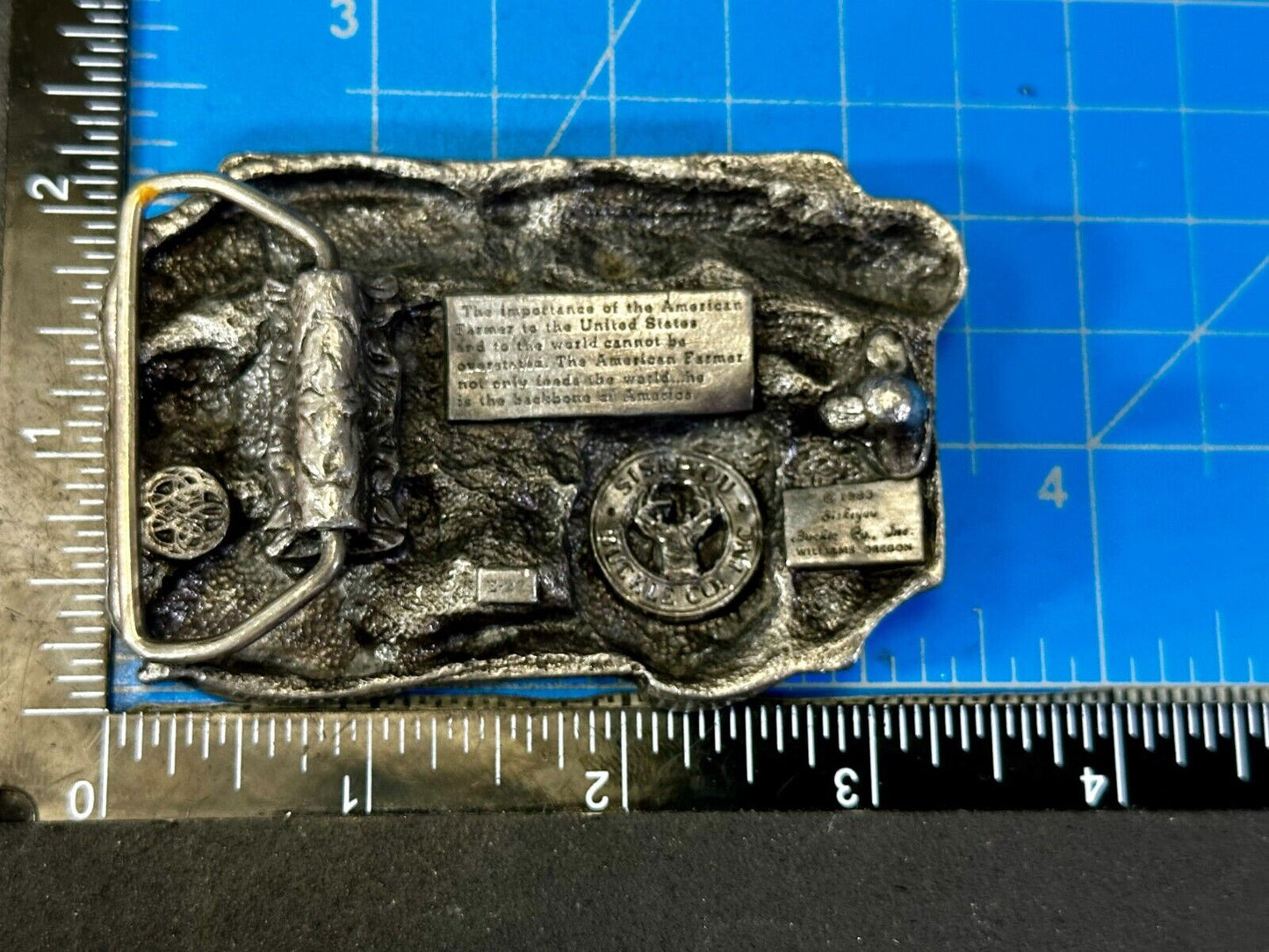 The American Farmer Feeds The World Tractor Farming Commemorative Belt Buckle
