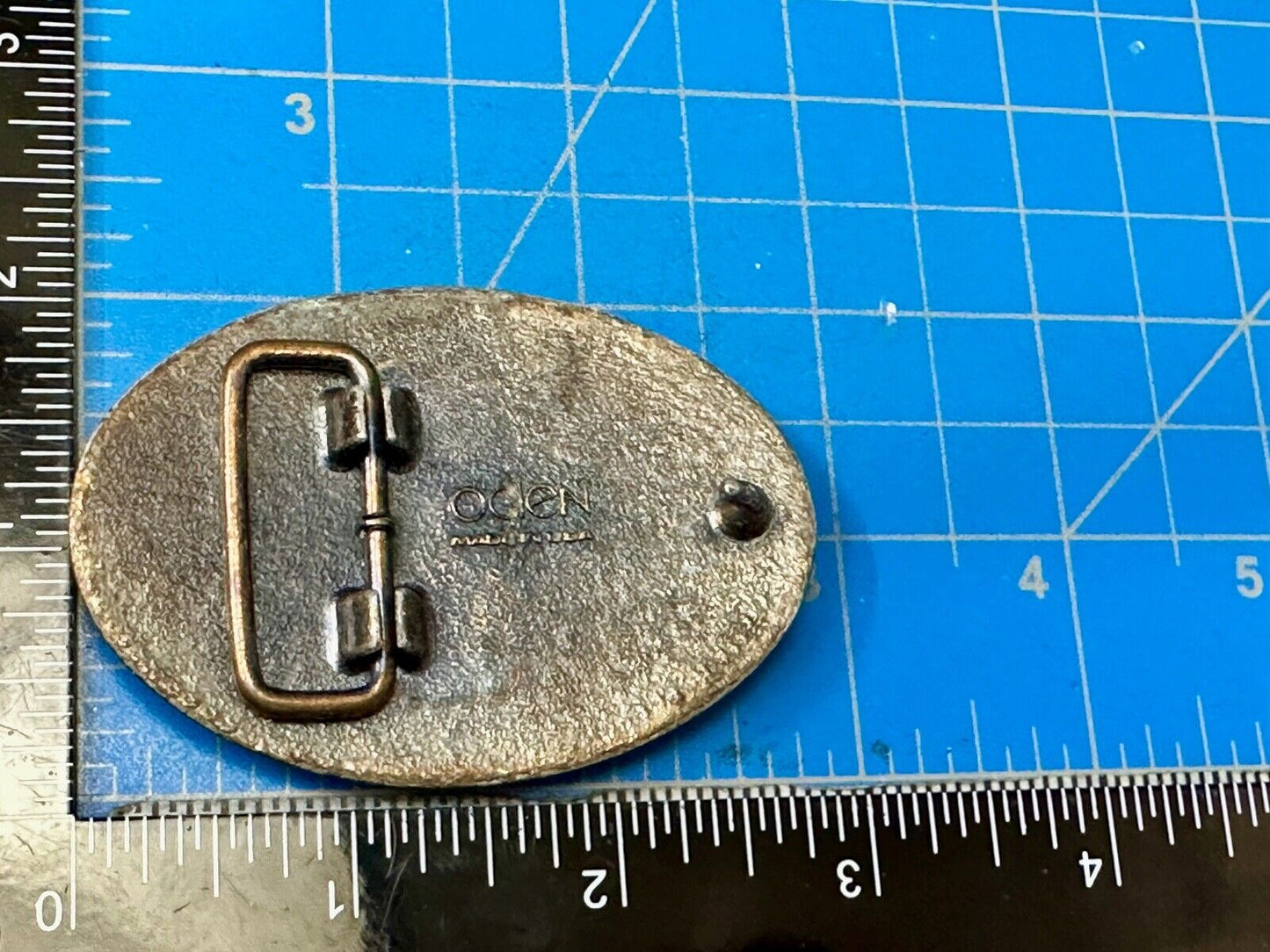 BILL vintage custom name metal faux wood grain Belt Buckle By Oden