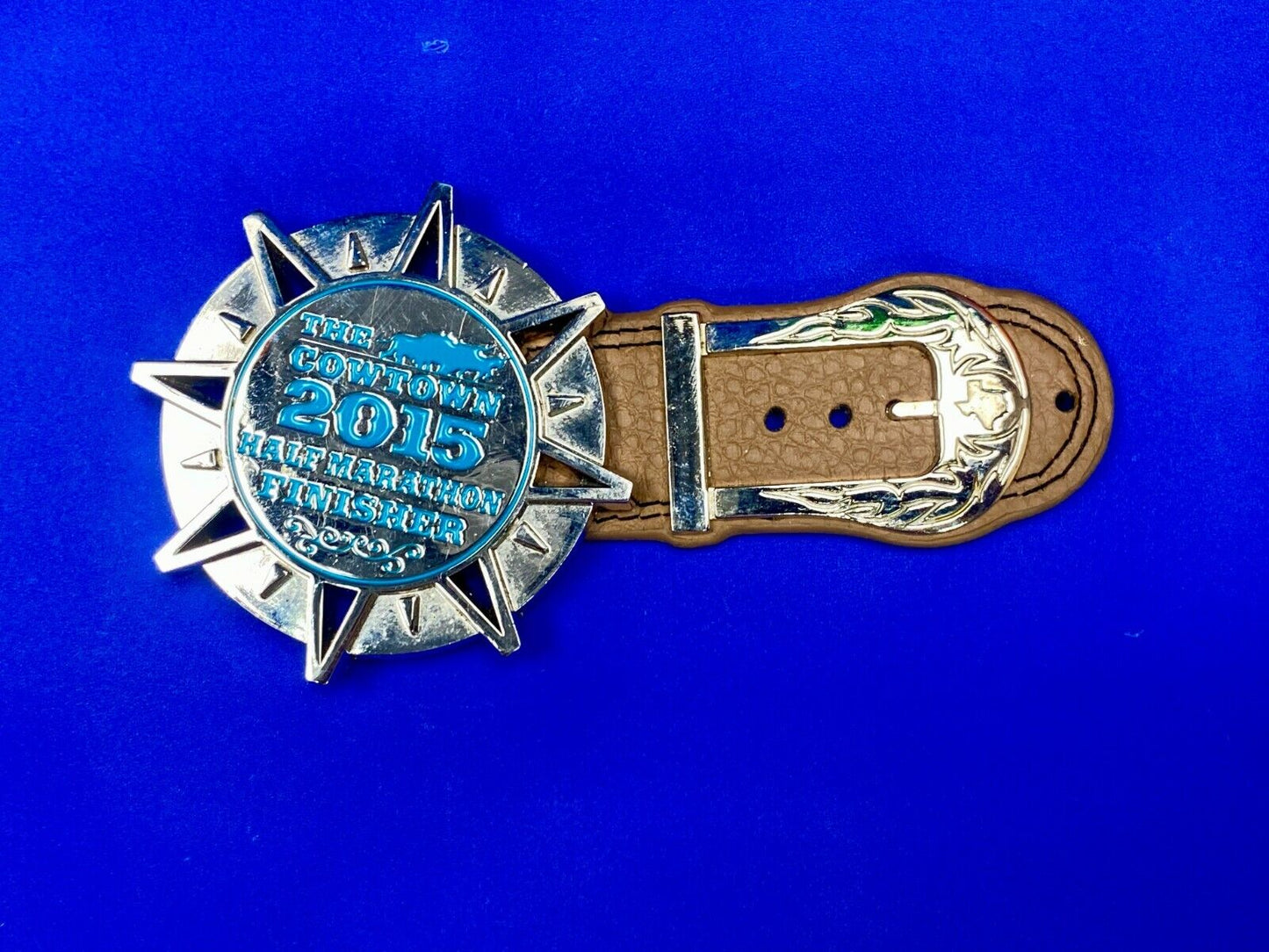 The Cowtown 2015 Half Marathon Finisher Belt Buckle - Fort Worth Texas Race