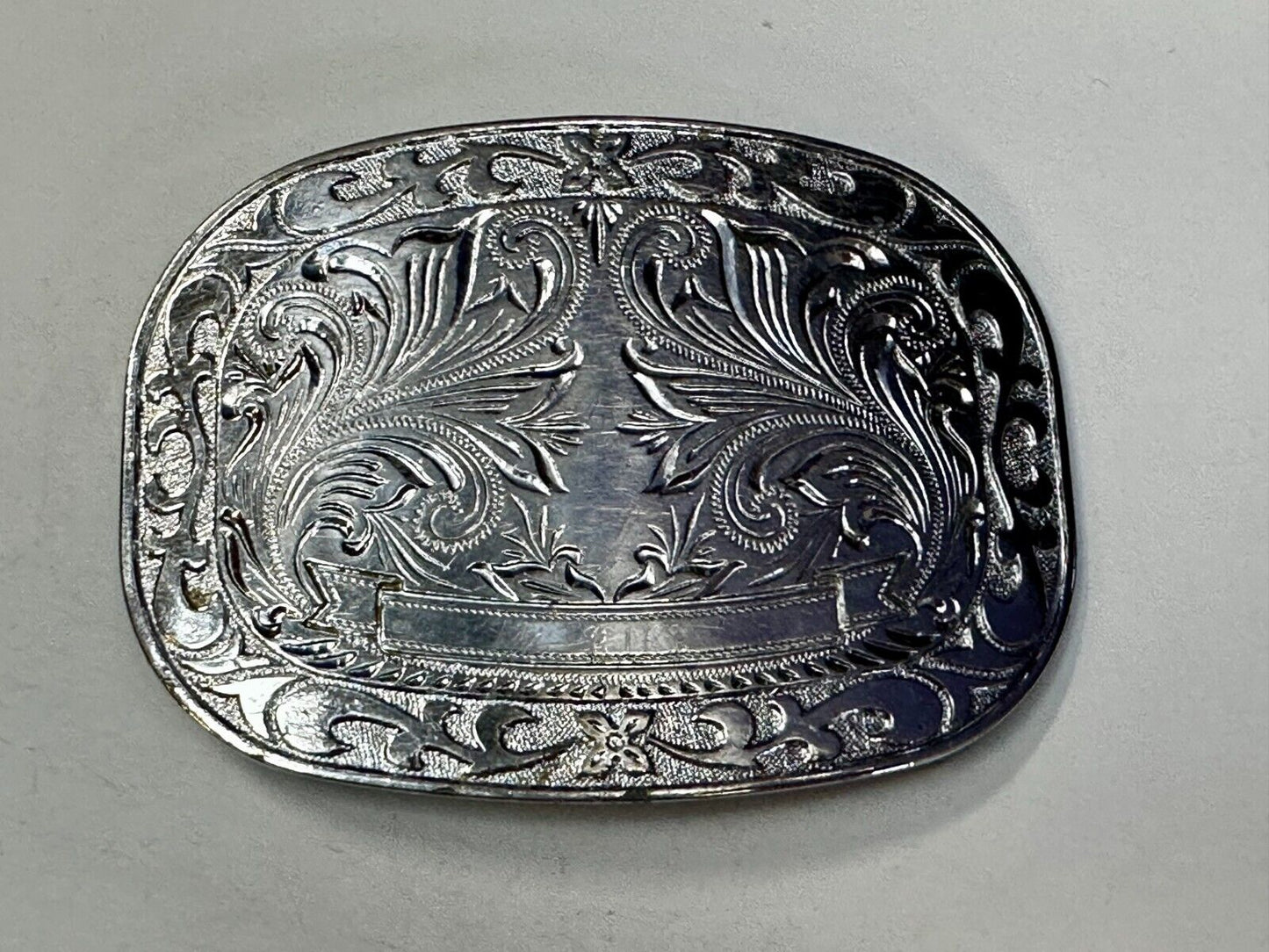 Vintage Award Ribbon Scroll Western Flower Swirl Design Used Belt Buckle