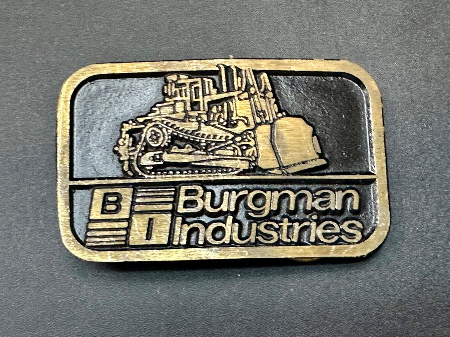 Vintage Burgman Industries Company Advertising brass Dynabuckle belt buckle