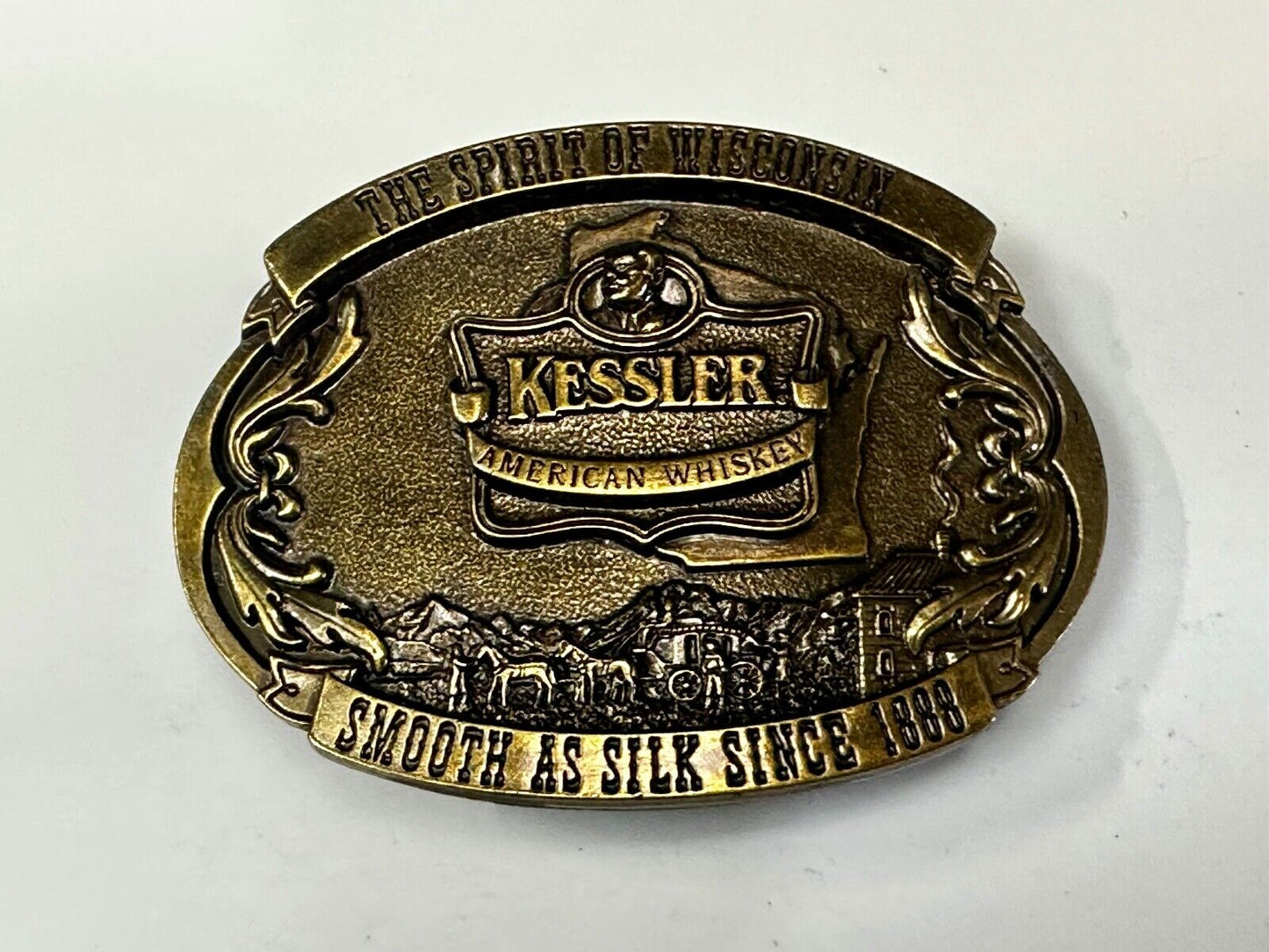 The Spirit of Wisconsin - KESSLER American Whiskey Belt Buckle Smooth As Silk