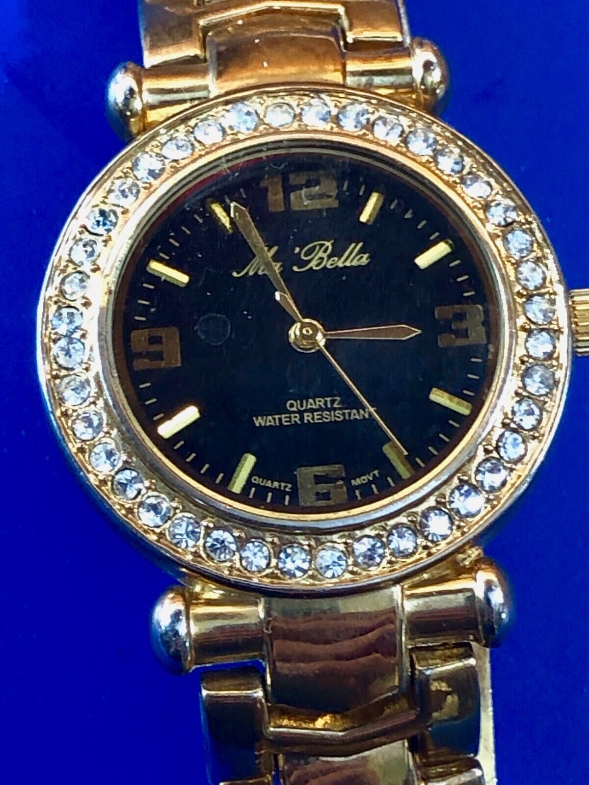 Beautiful Ma bella quartz gold tone women's Ladies watch - rhinestone accents