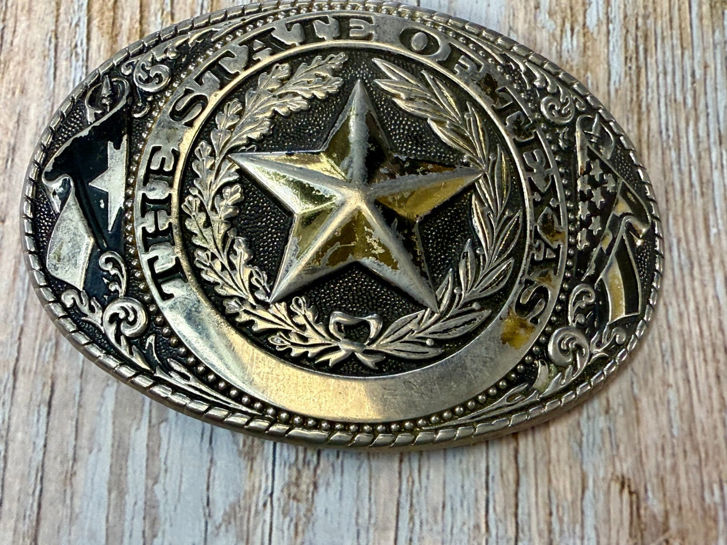 The Great State Of Texas Lone Star Vintage Commemorative Belt Buckle W USA