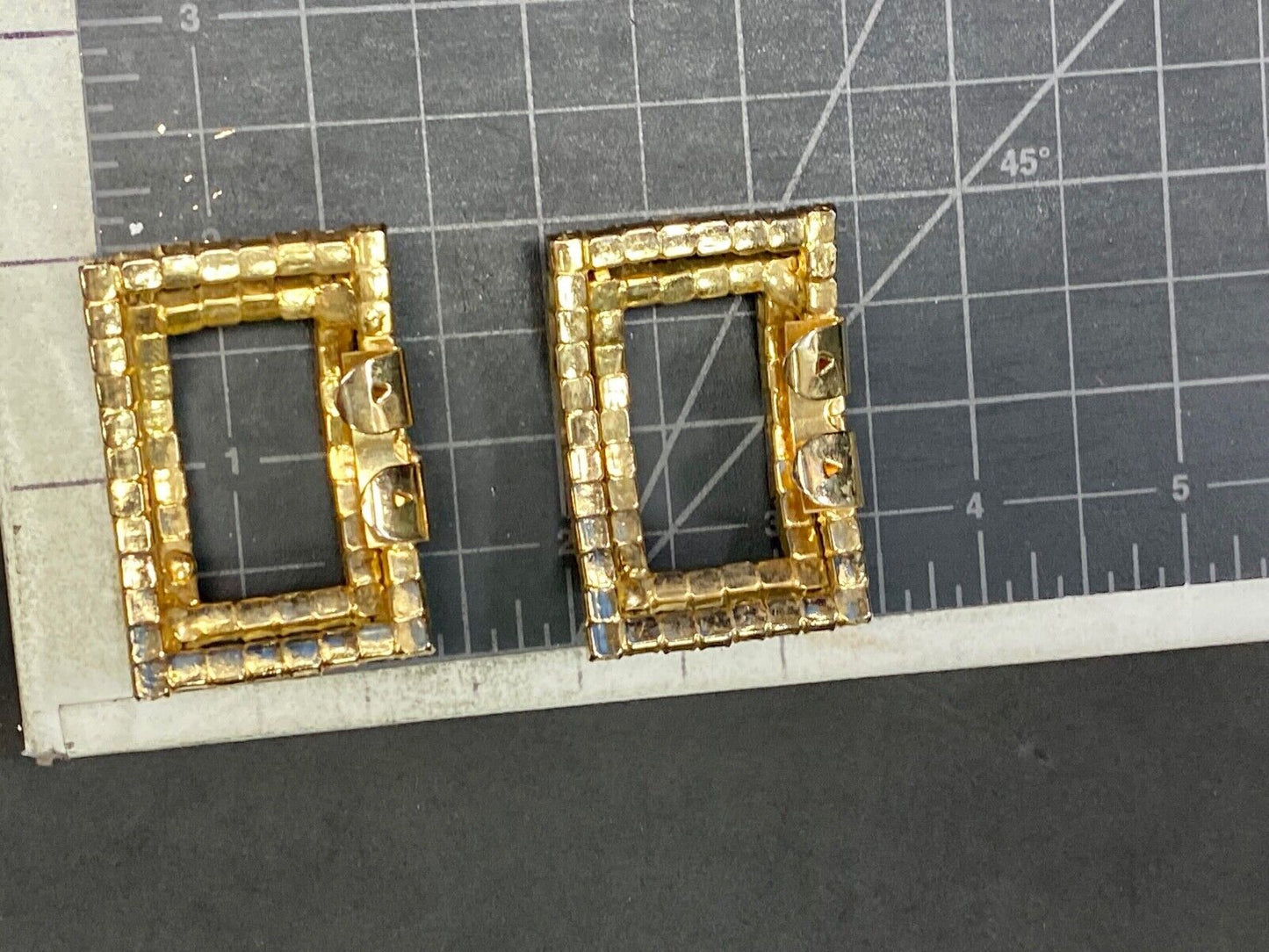 Vintage Interlocking Rectangles, Two Piece Rhinestone Covered Belt Buckle