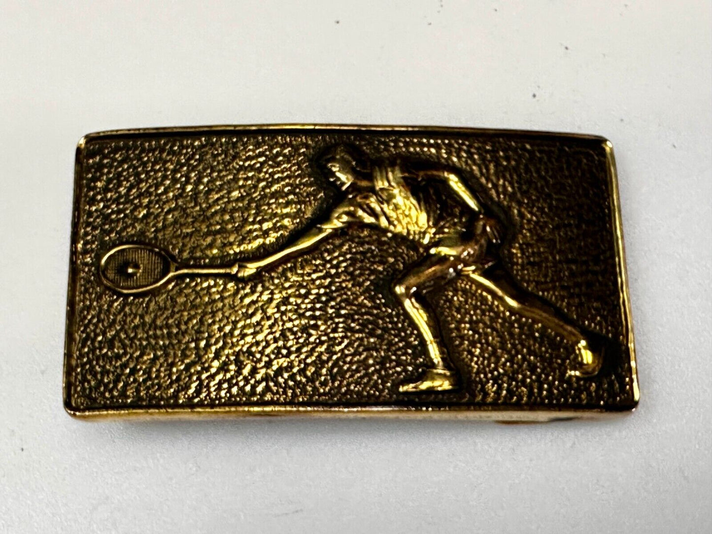 Tennis Player Men Solid Brass Vtg 1978 Belt Buckle by Baron Buckles Taiwan 8007