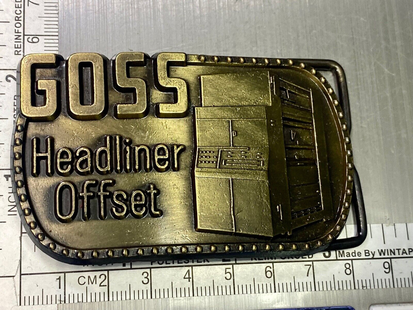 Vintage 1970S **Goss Headliner Offset** Advertisement Belt Buckle
