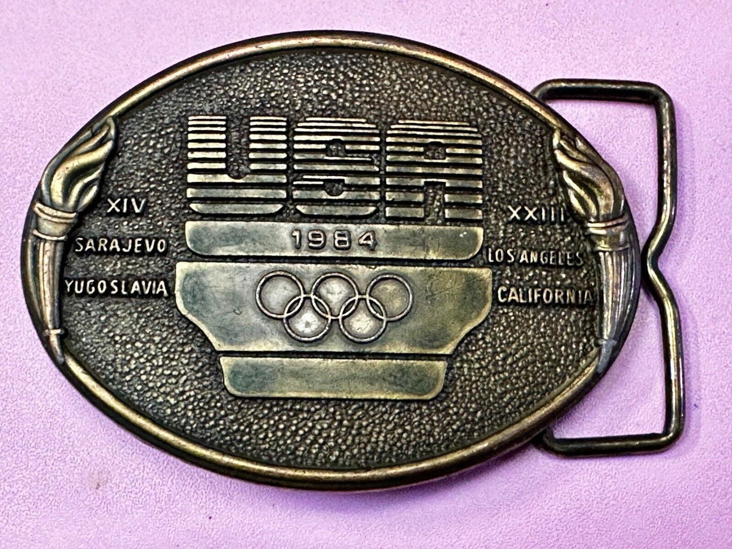 1984 USA Olympics Los Angeles California Vintage Commemorative Belt Buckle