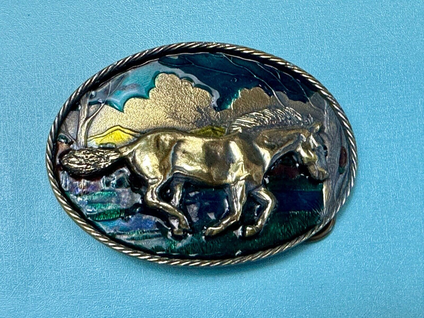 Vintage 1980 running mustang horse - The Great American belt buckle Co