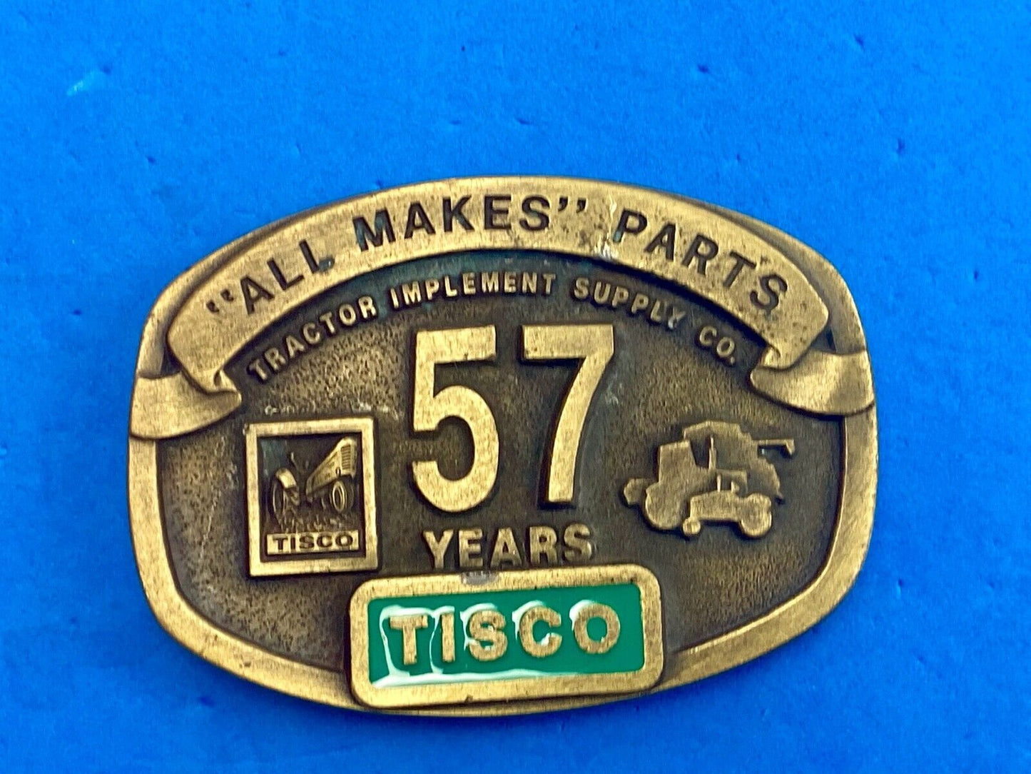 Tisco Tractor Implement Supply 57 years Spec Cast Brass Belt Buckle series 5