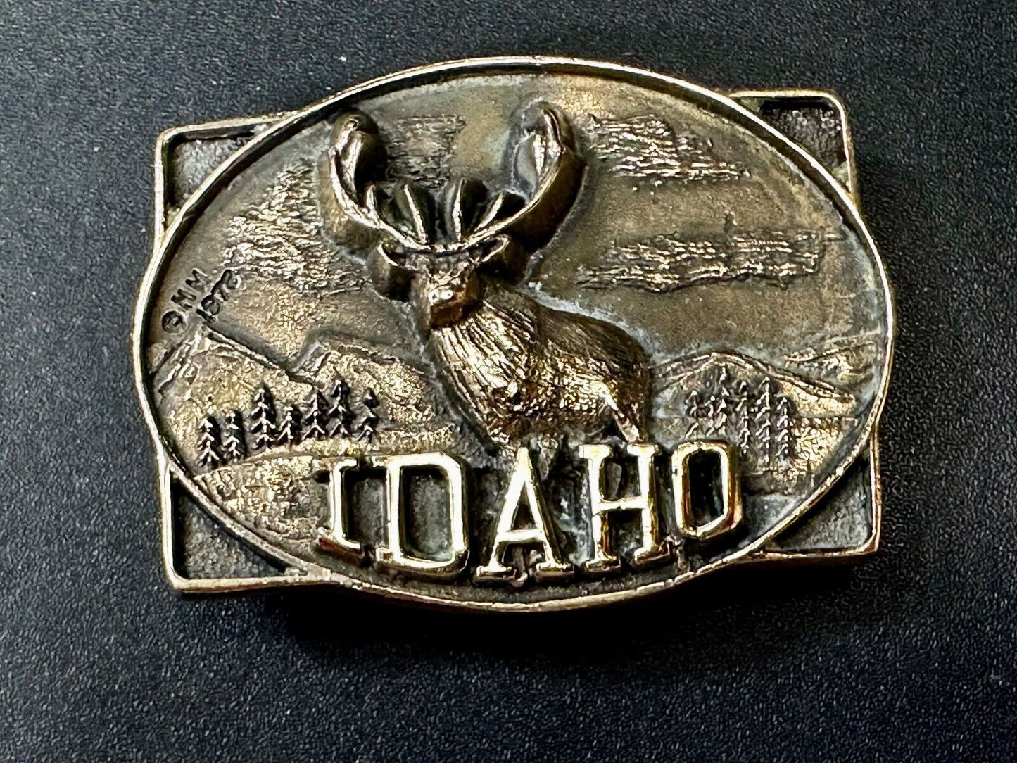 The State of Idaho Deer Buck Hunting Vtg. 1978 Small First Security Belt Buckle