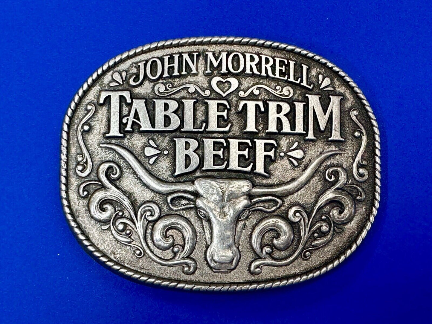 Table Trim beef - John Morrell vintage meat supplier store belt buckle