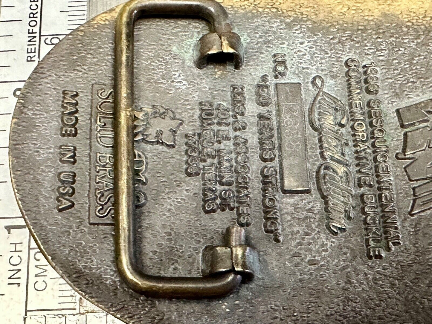 Texas Sesquicentennial 150 year celebration solid brass ADM belt buckle