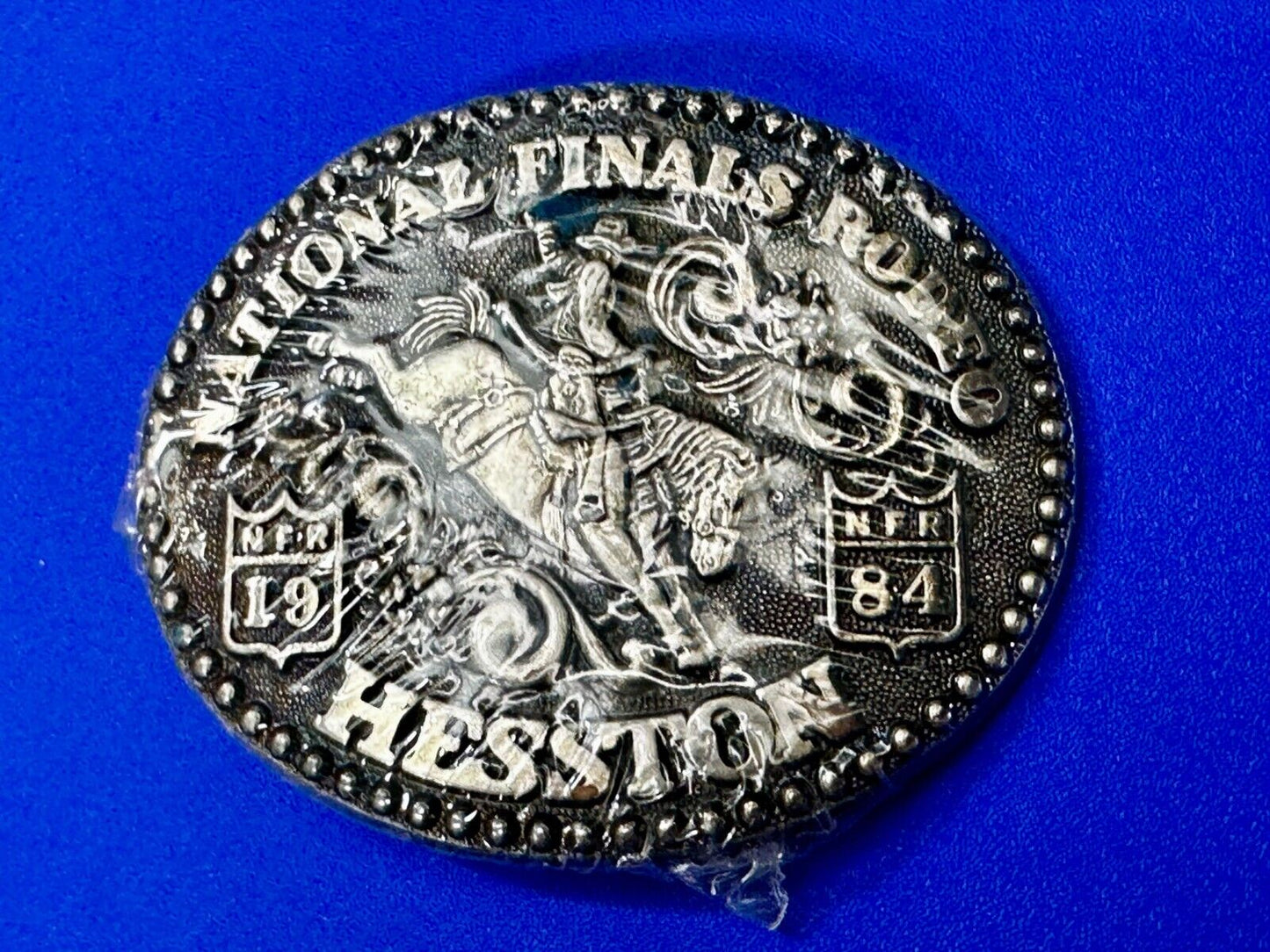 1984 Hesston National Finals Rodeo NFR Cowboys Youth Size NOS Belt Buckle