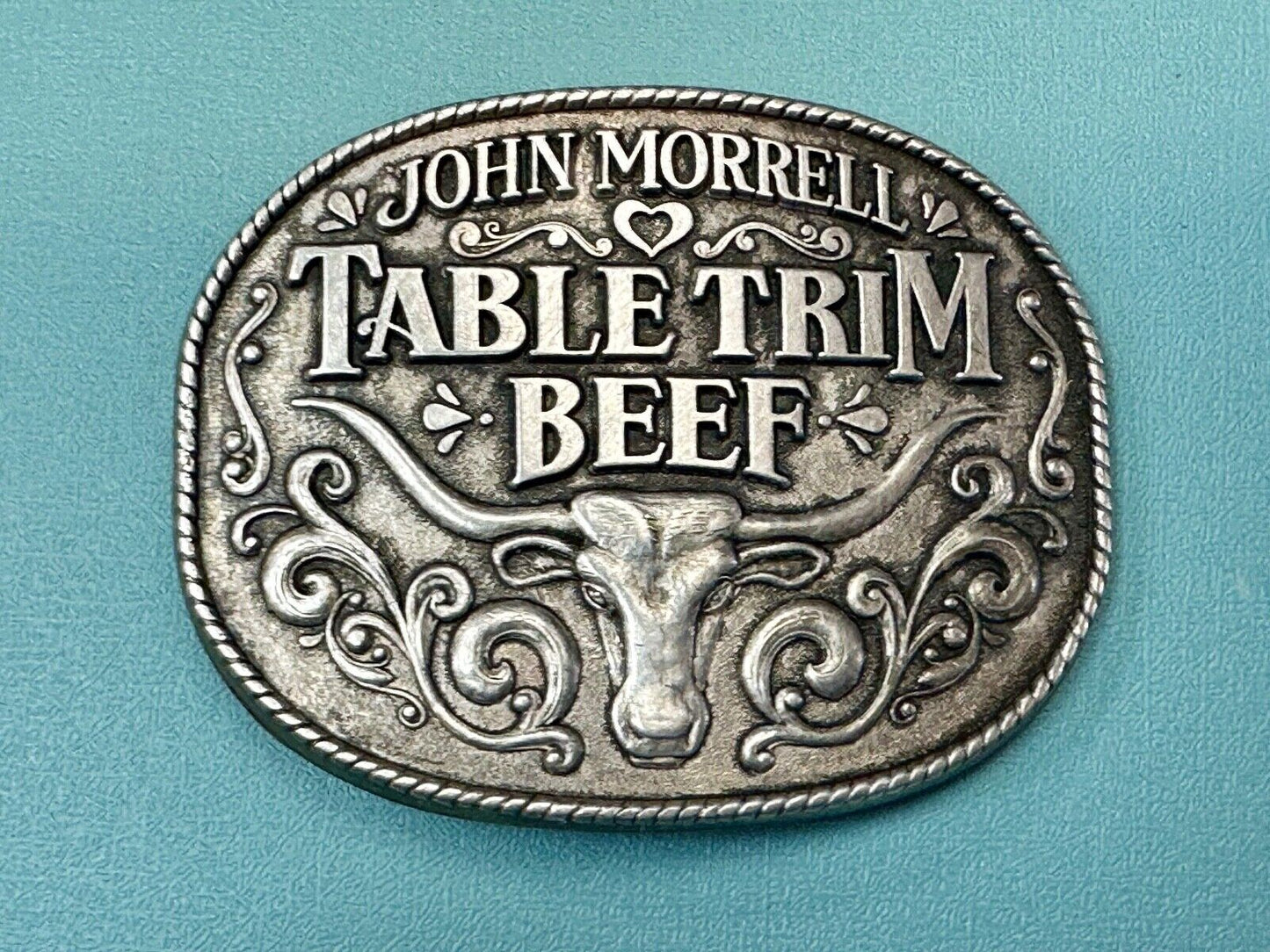 Table Trim beef - John Morrell vintage meat supplier store belt buckle