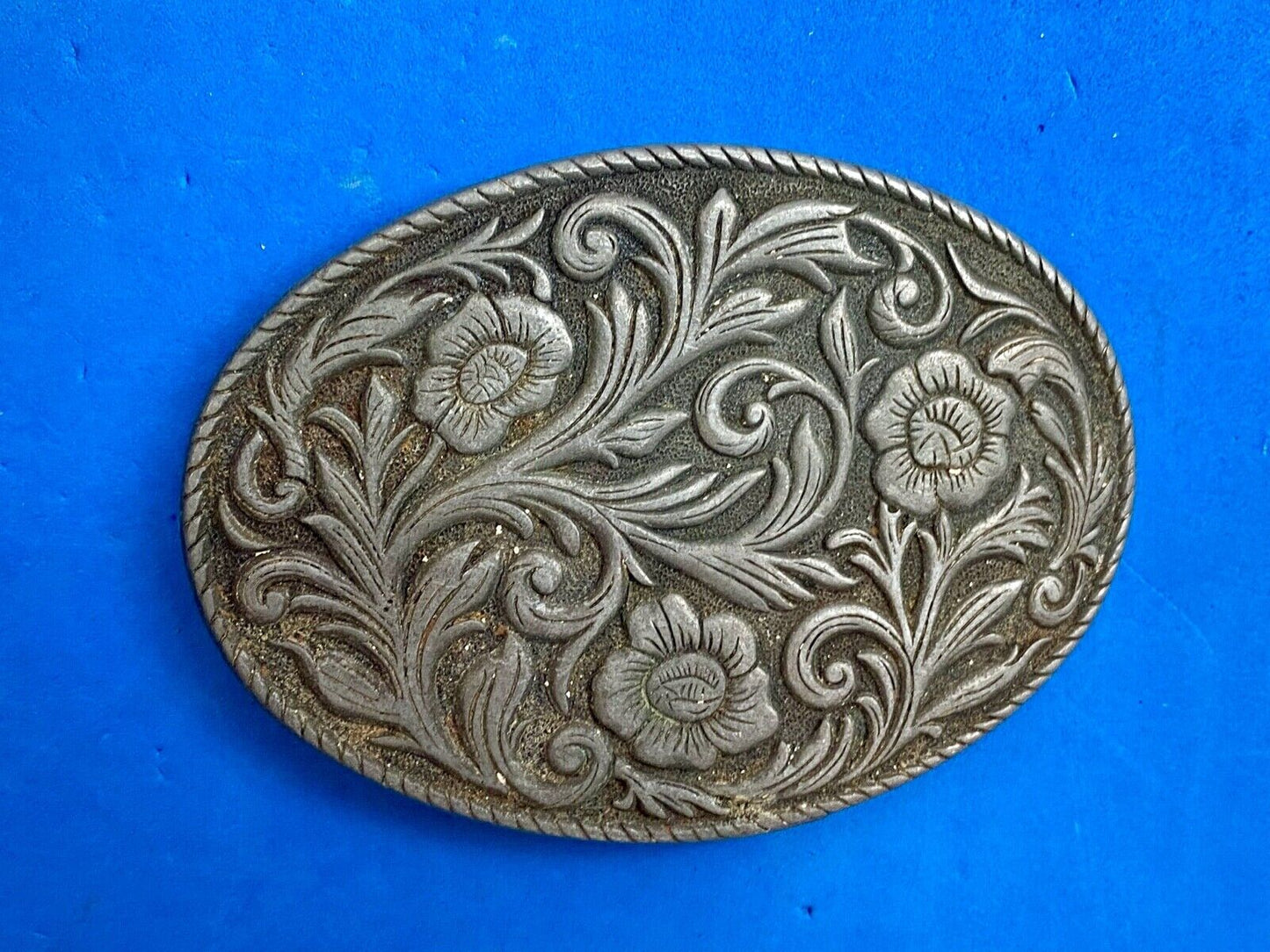 4" WIDE WESTERN COWBOY DRESS FLOWER SWIRL BELT BUCKLE
