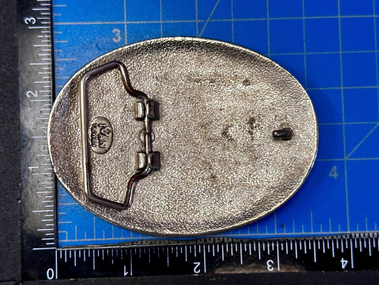 Taming the Wild Western Horse Vintage silver tone oval Belt Buckle