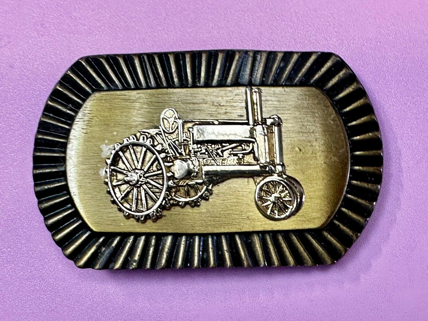 Vintage Farm Tractor Logo Retro Vibe Old Time Belt Buckle