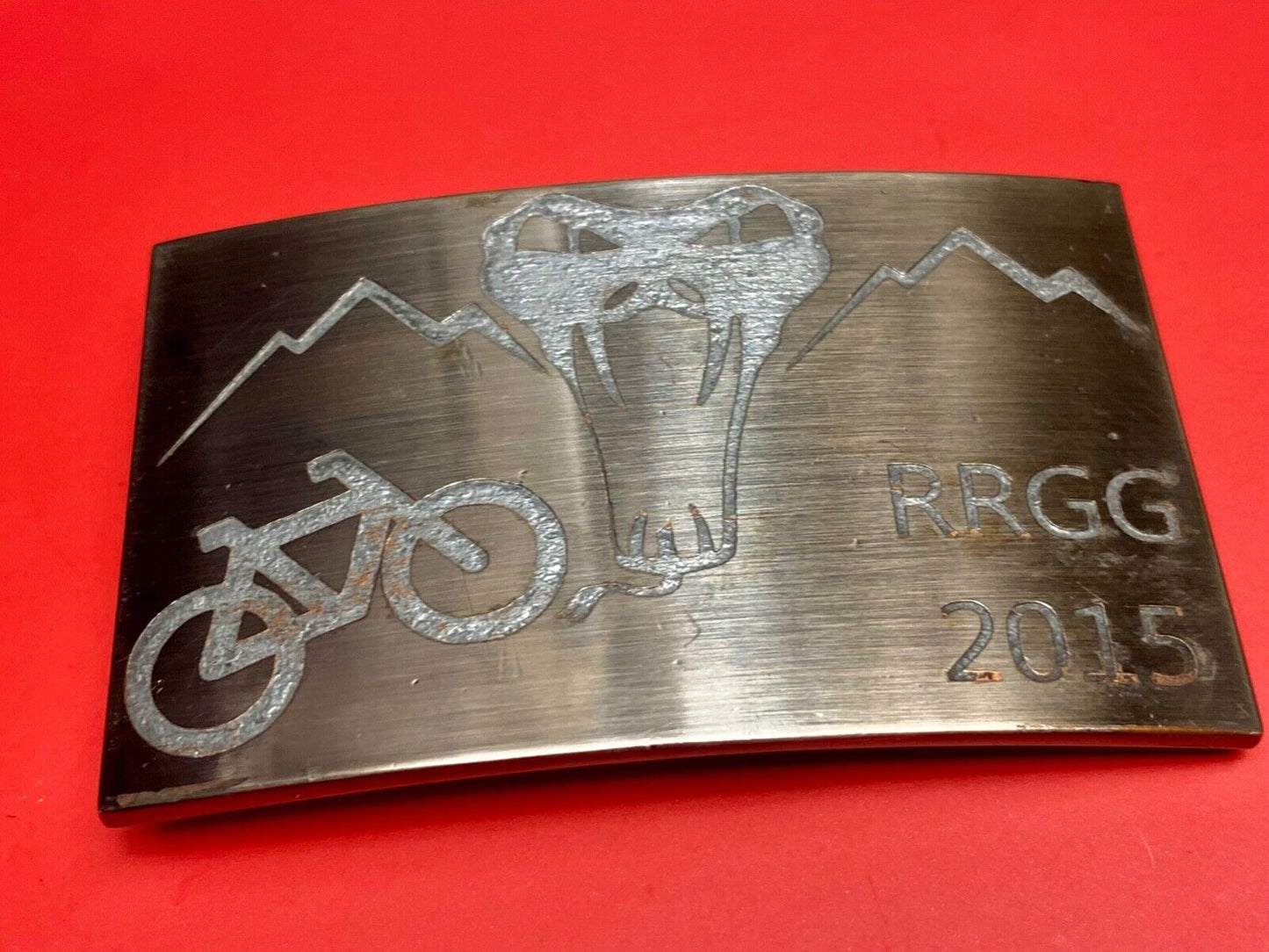 Used 2015 RRGG Mountain Bike Belt Buckle Viper Logo Event Trail Ride Race BMX
