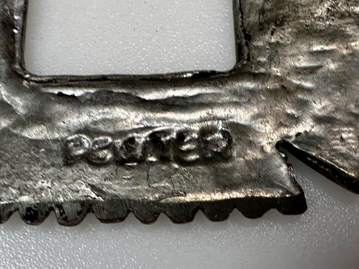 Artisan Made Pewter Belt Buckle Signed LJR Bill's Buckle Co
