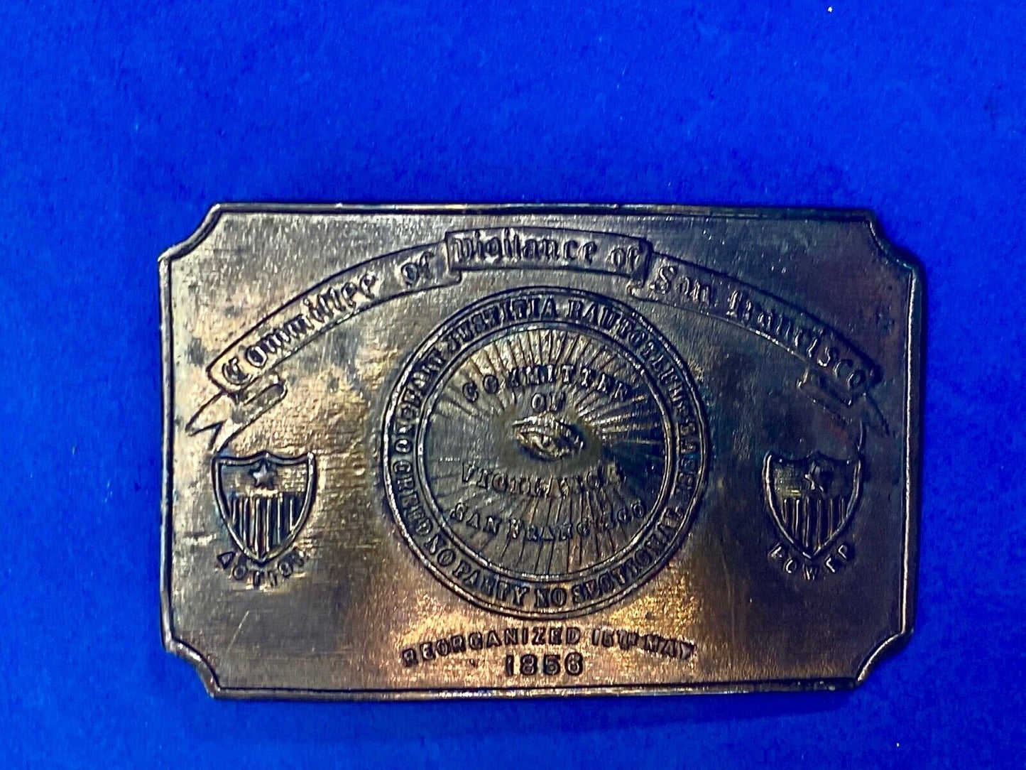 VINTAGE 70s COMMITTEE OF VIGILANCE, SAN FRANCISCO CA BELT BUCKLE WY Studio Art