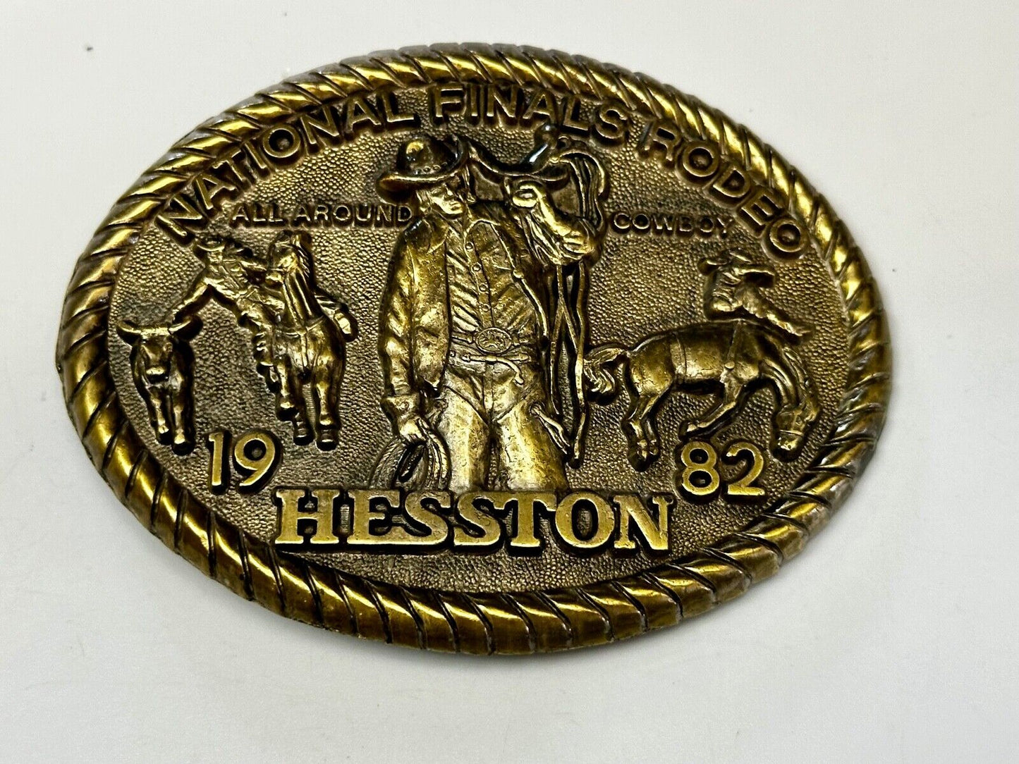 1982 Hesston NFR All Around Cowboy National Finals Rodeo Belt Buckle