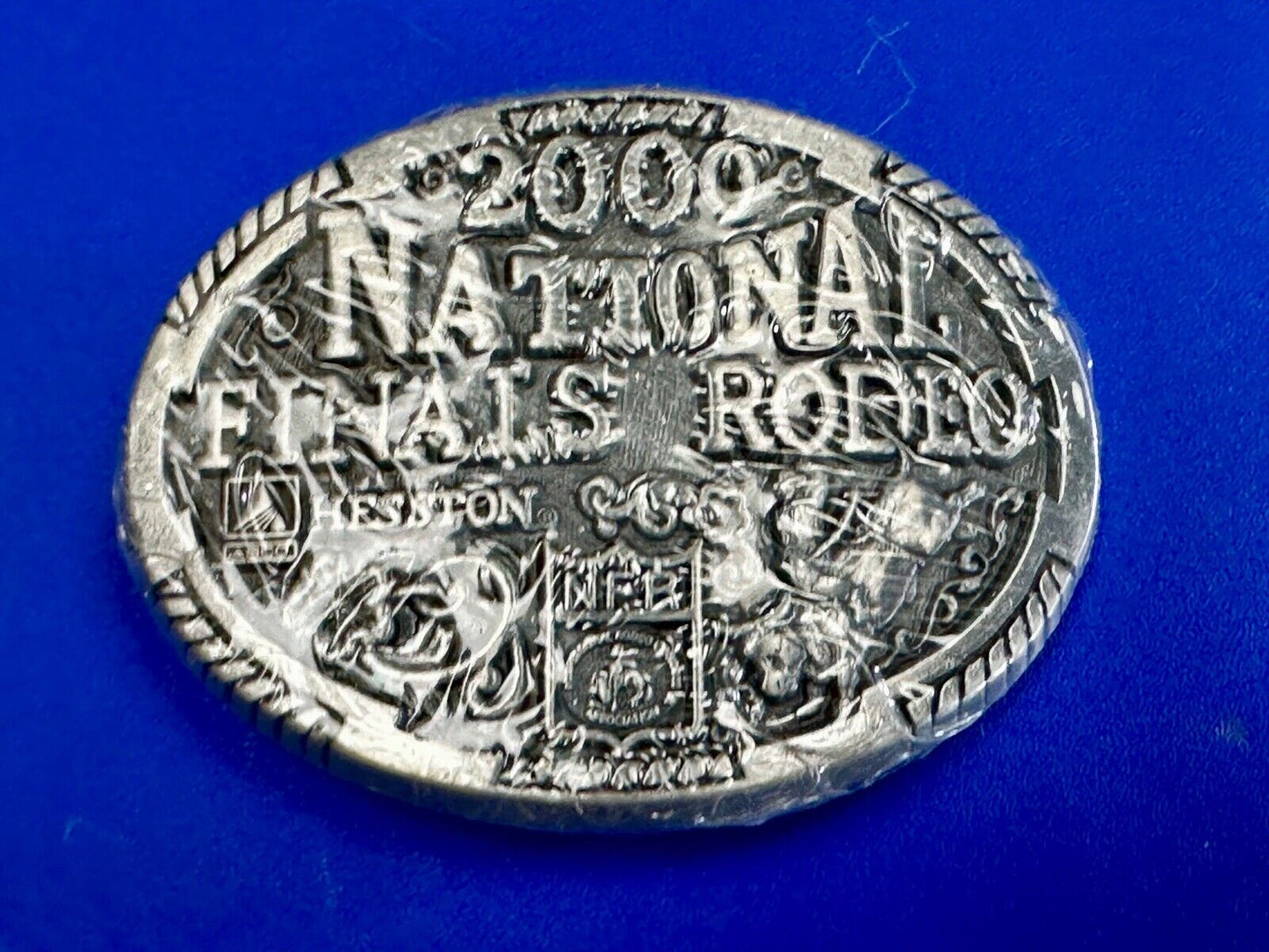 2000 Youth Sized Hesston National Finals Rodeo Bull Riding Cowboys belt buckle