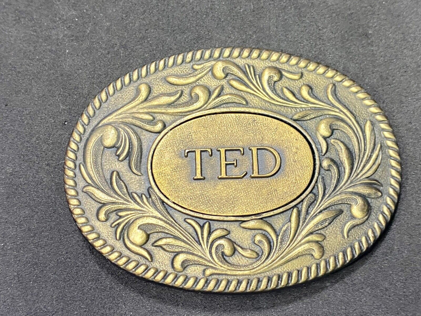 Vintage 1977 Ted Name Personalized Belt Buckle By Kinney Co