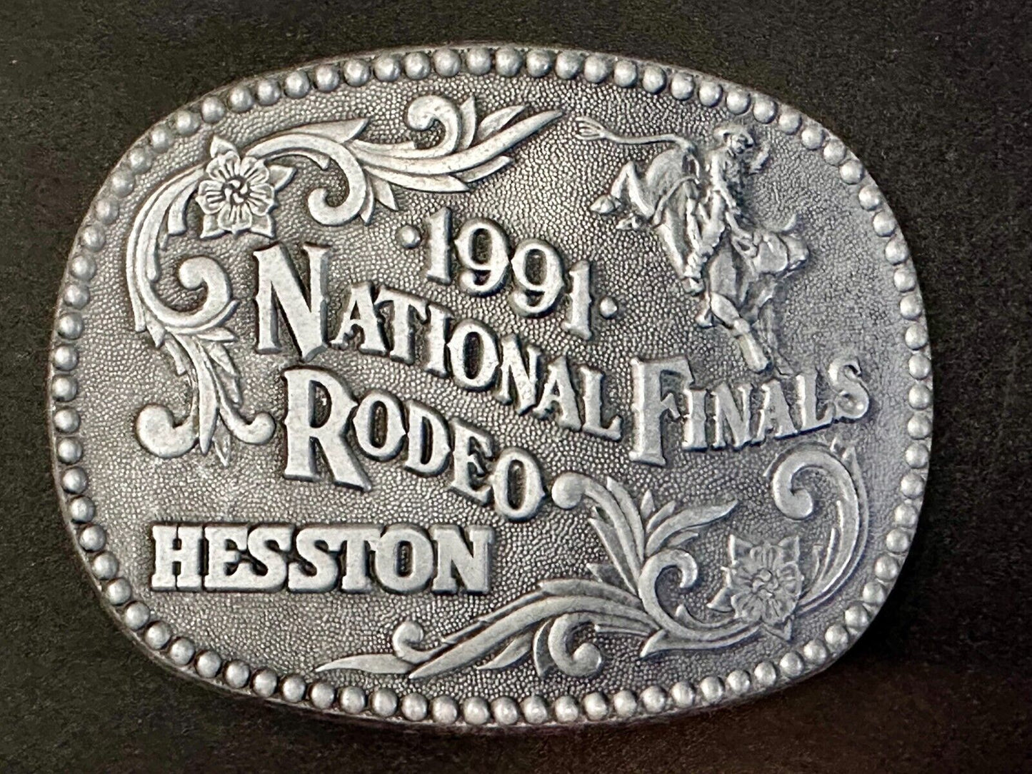 1991 Hesston NFR National Finals Rodeo Cowboys Western ADM Belt Buckle