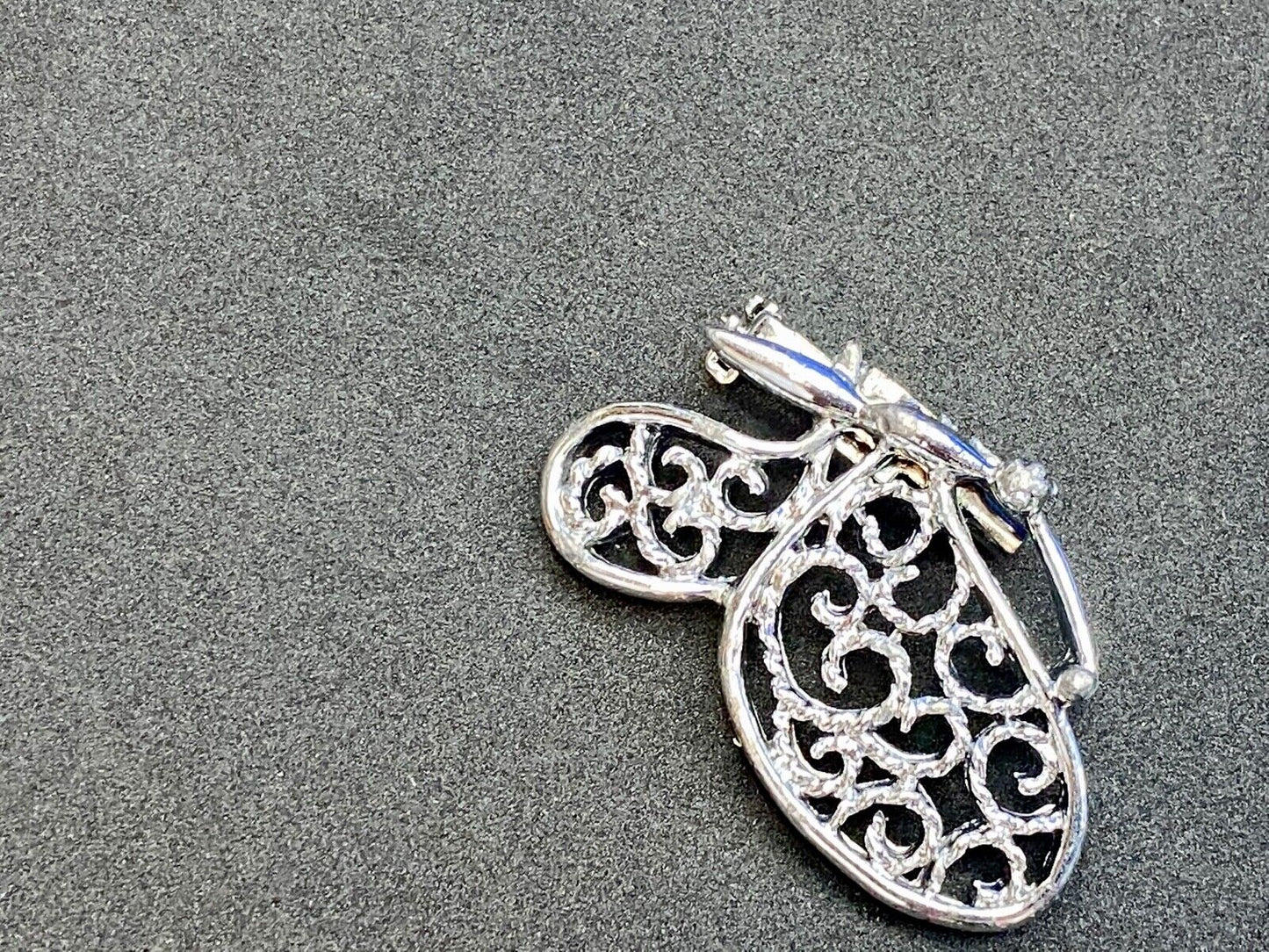 Vintage Butterfly Brooch Pin Closed Wing Silver Tone