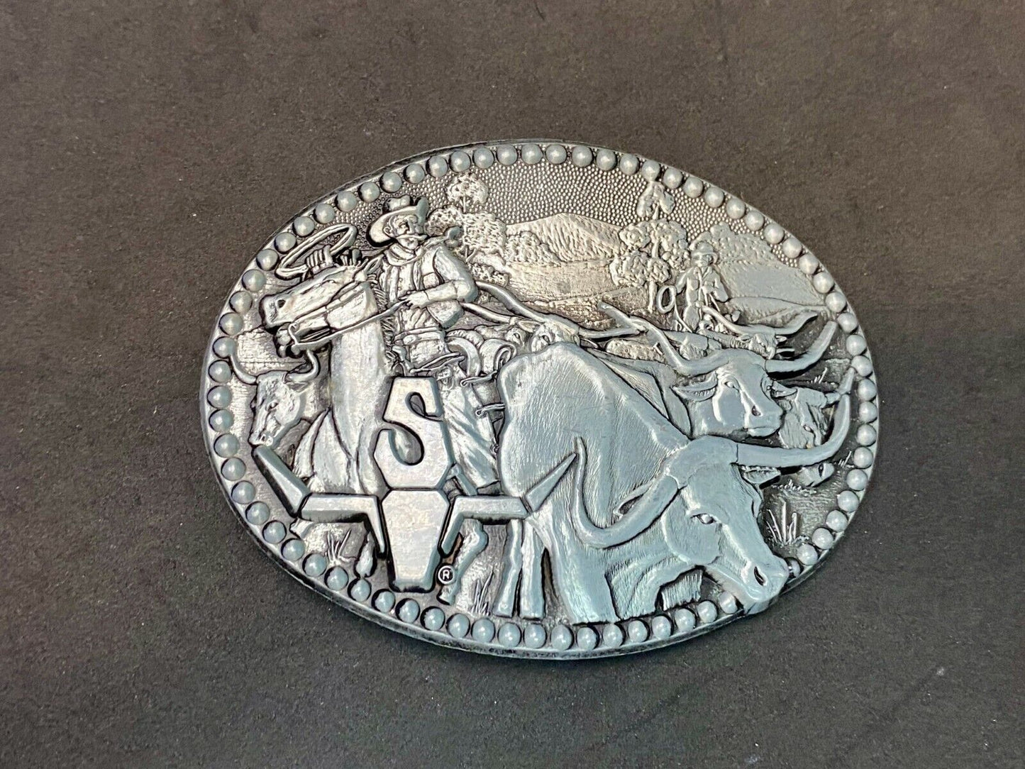 Adm Zee Series Belt Buckle Western Cowboy Roping Longhorn Rodeo Cattle