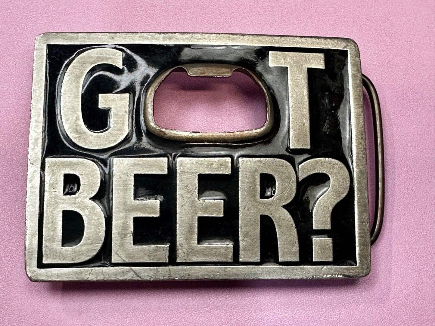 Vintage 1999 Bergamot "Got Beer?" Bottle Opener Belt Pewter Buckle Made in USA
